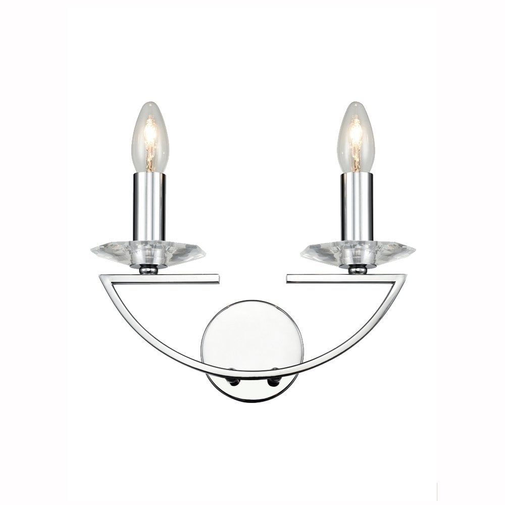 Franklite Artemis 2 Light Wall Bracket - Chrome & Crystal Glass