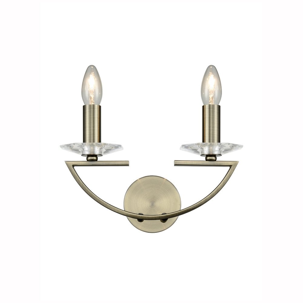 Franklite Artemis 2 Light Wall Bracket - Bronze & Crystal Glass