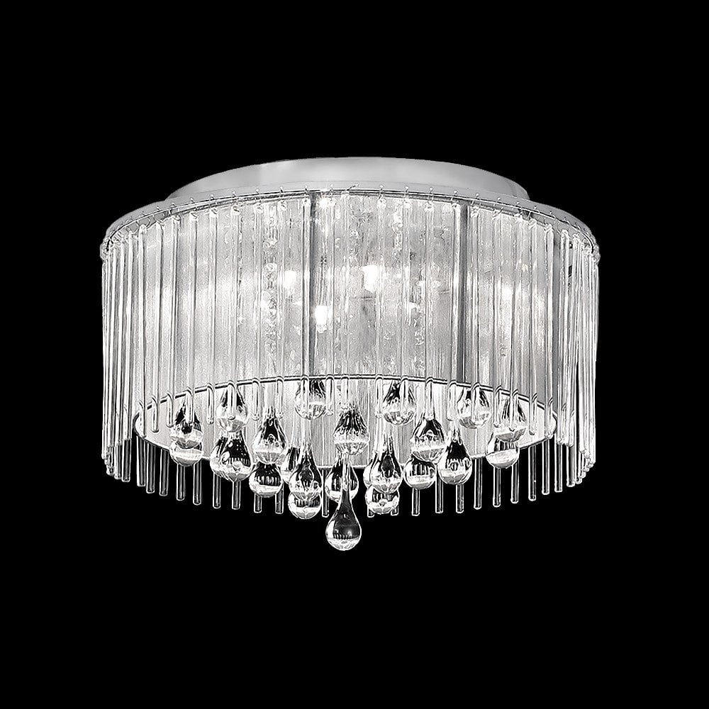 Franklite Spirit 400mm 6 Light Flush - Chrome & Crystal Glass