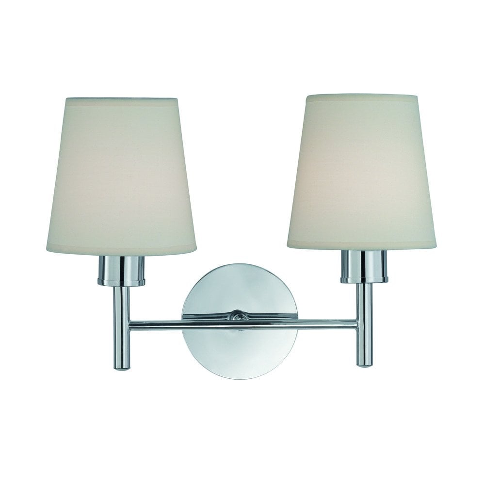 Franklite Turin 2 Light Wall Bracket - Chrome & Cream Shade