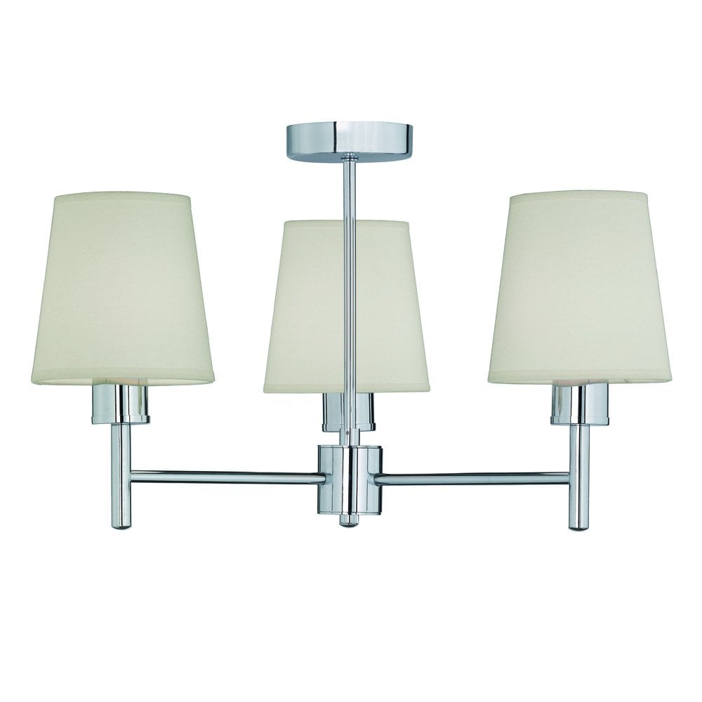 Franklite Turin 3 Light Fitting - Chrome & Cream Shade