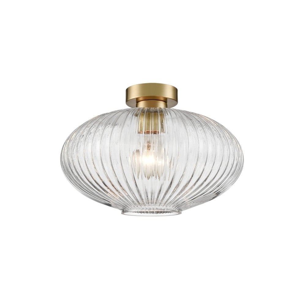 Franklite Mezcla Flush Fitting - Aged Brass & Clear Glass