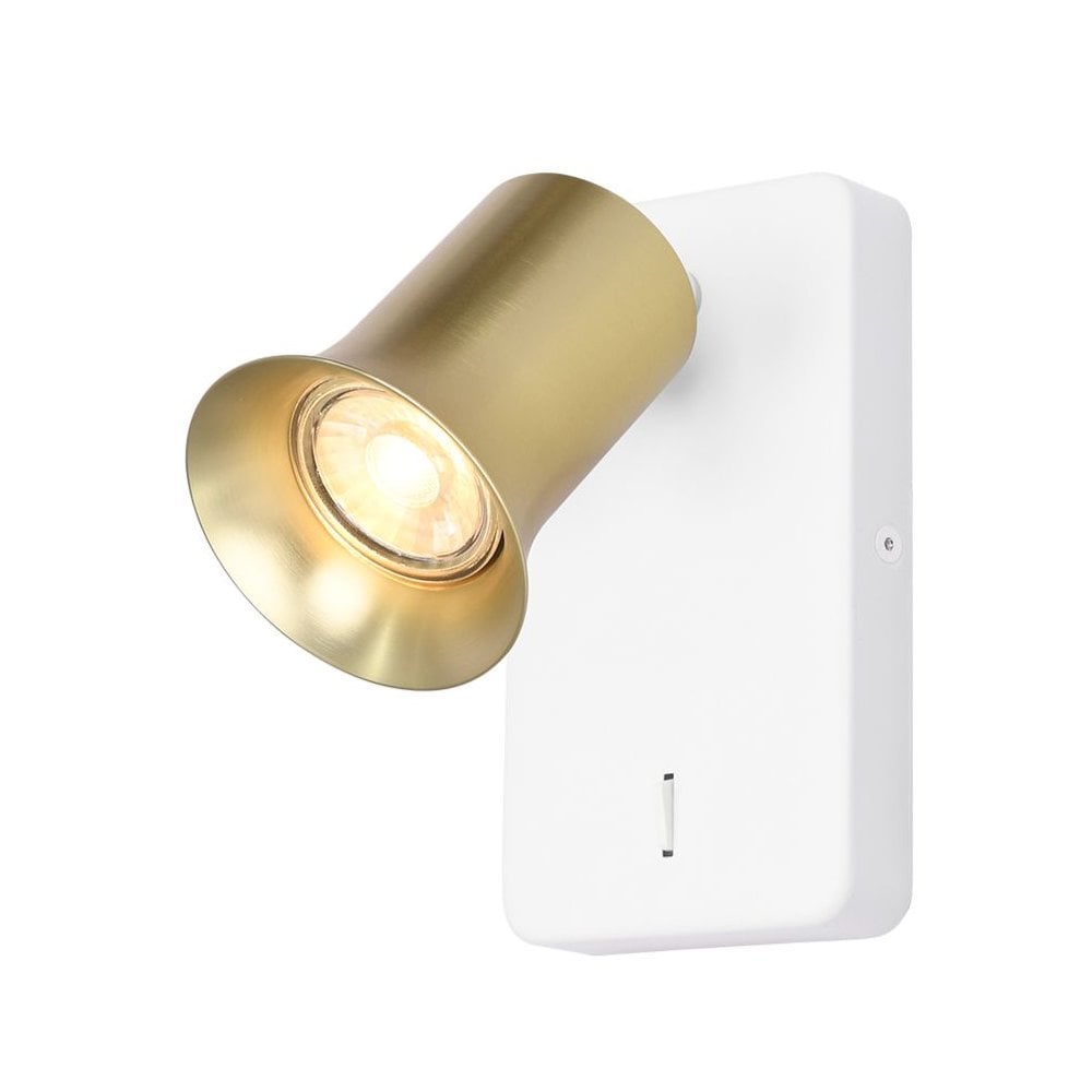 Franklite Broadway 1 Light Spotlight - Matt White & Satin Brass