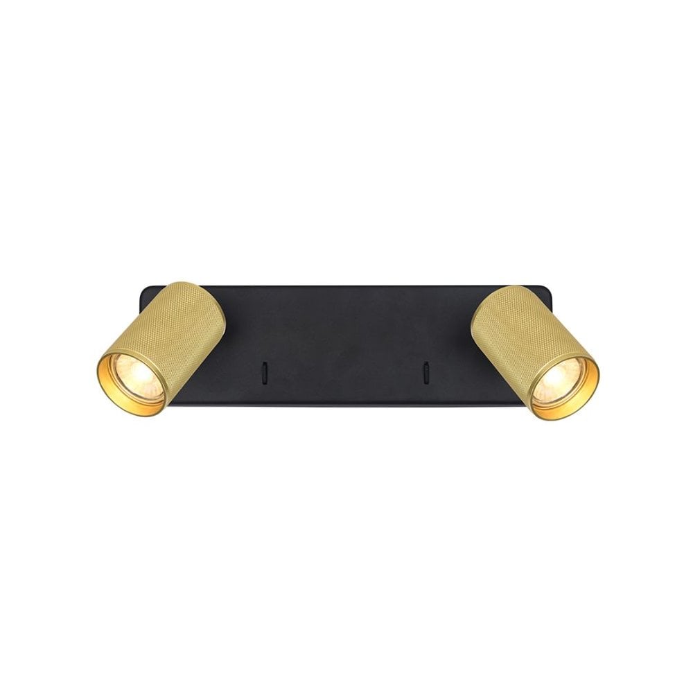 Franklite Broadway 2 Light Spotlight - Matt Black & Brass