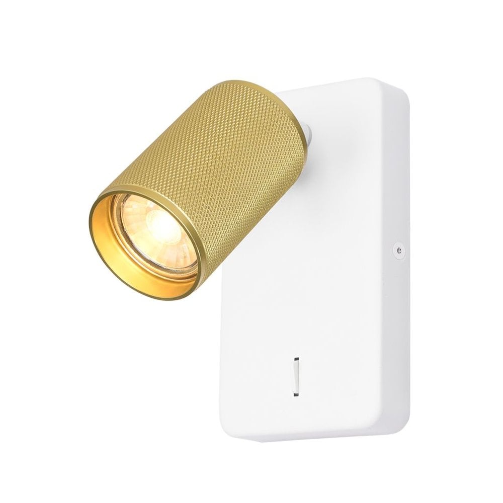 Franklite Broadway 1 Light Spotlight - Matt White & Brass