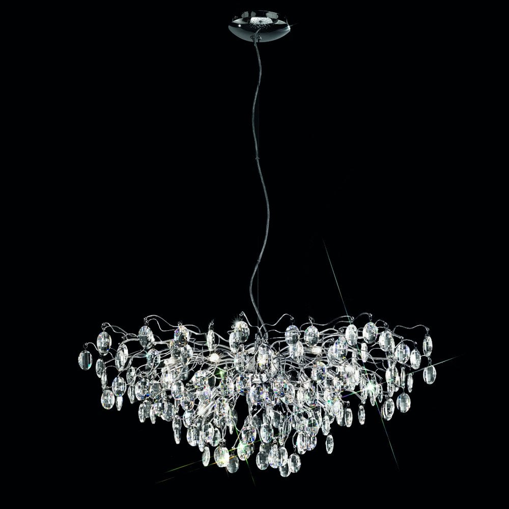 Franklite Wisteria 15 Light Pendant - Chrome & Crystal Glass