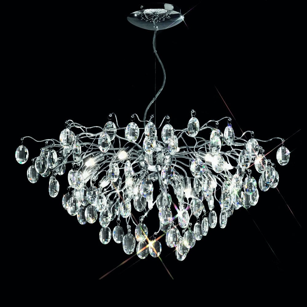 Franklite Wisteria 13 Light Pendant - Chrome & Crystal Glass