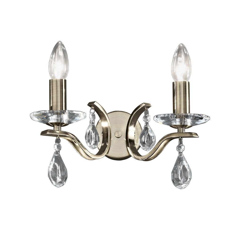 Franklite Willow 2 Light Wall Bracket - Bronze & Crystal Glass