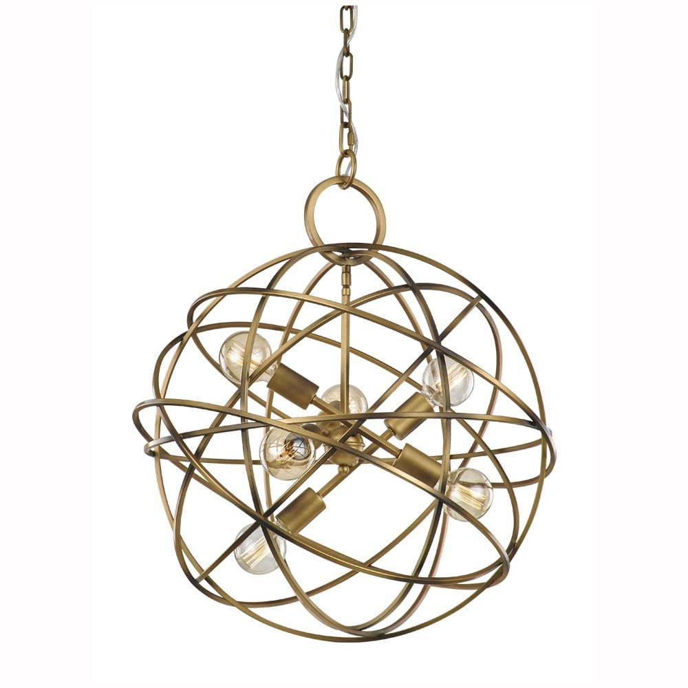 Franklite Orbit 6 Light Pendant - Matt Gold Ironwork
