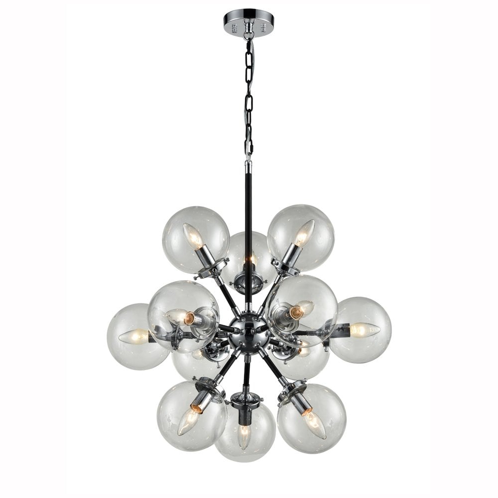 Franklite Reaction 12 Light Fitting - Matt Black & Chrome
