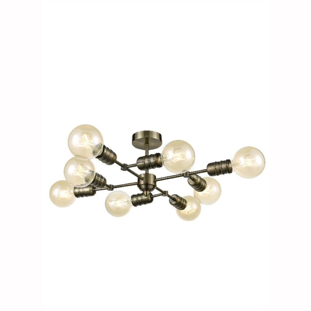 Franklite Impact 8 Light Fitting - Antique Brass