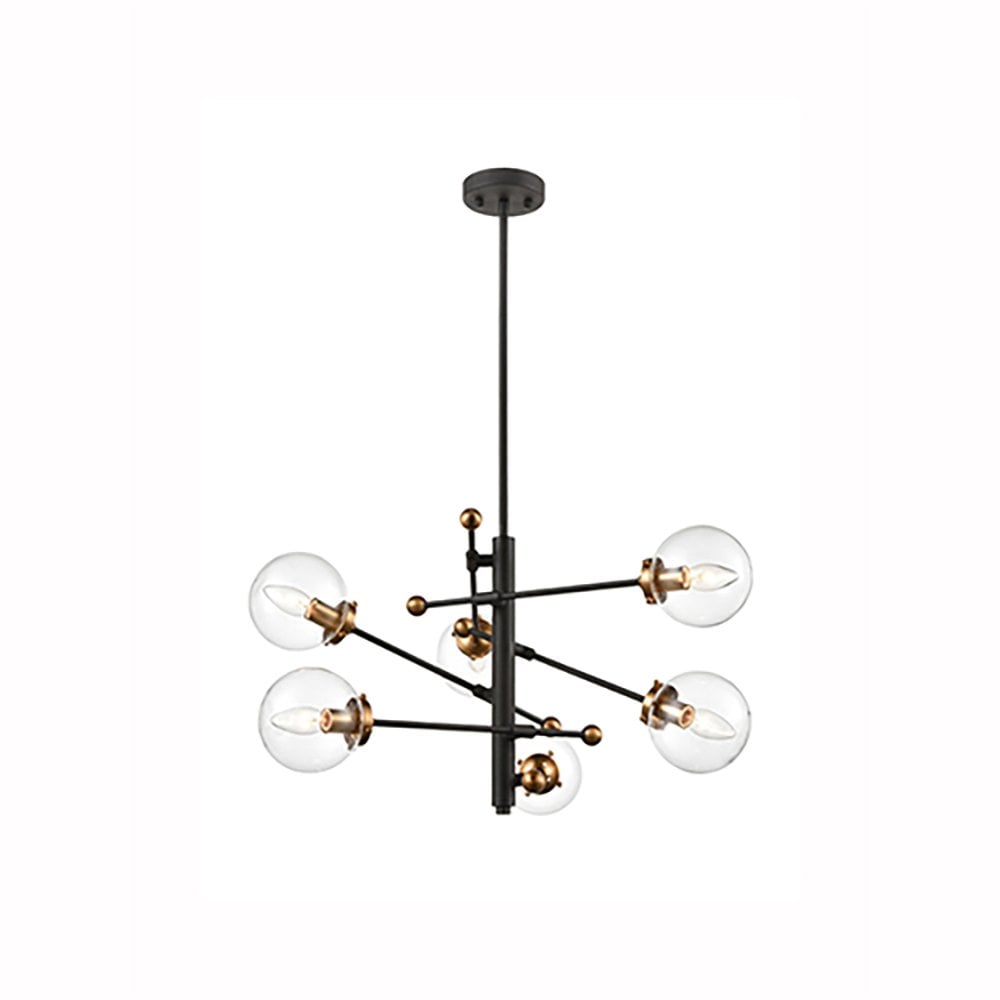 Franklite Diffraction 6 Light Fitting - Matt Black & Antique Gold