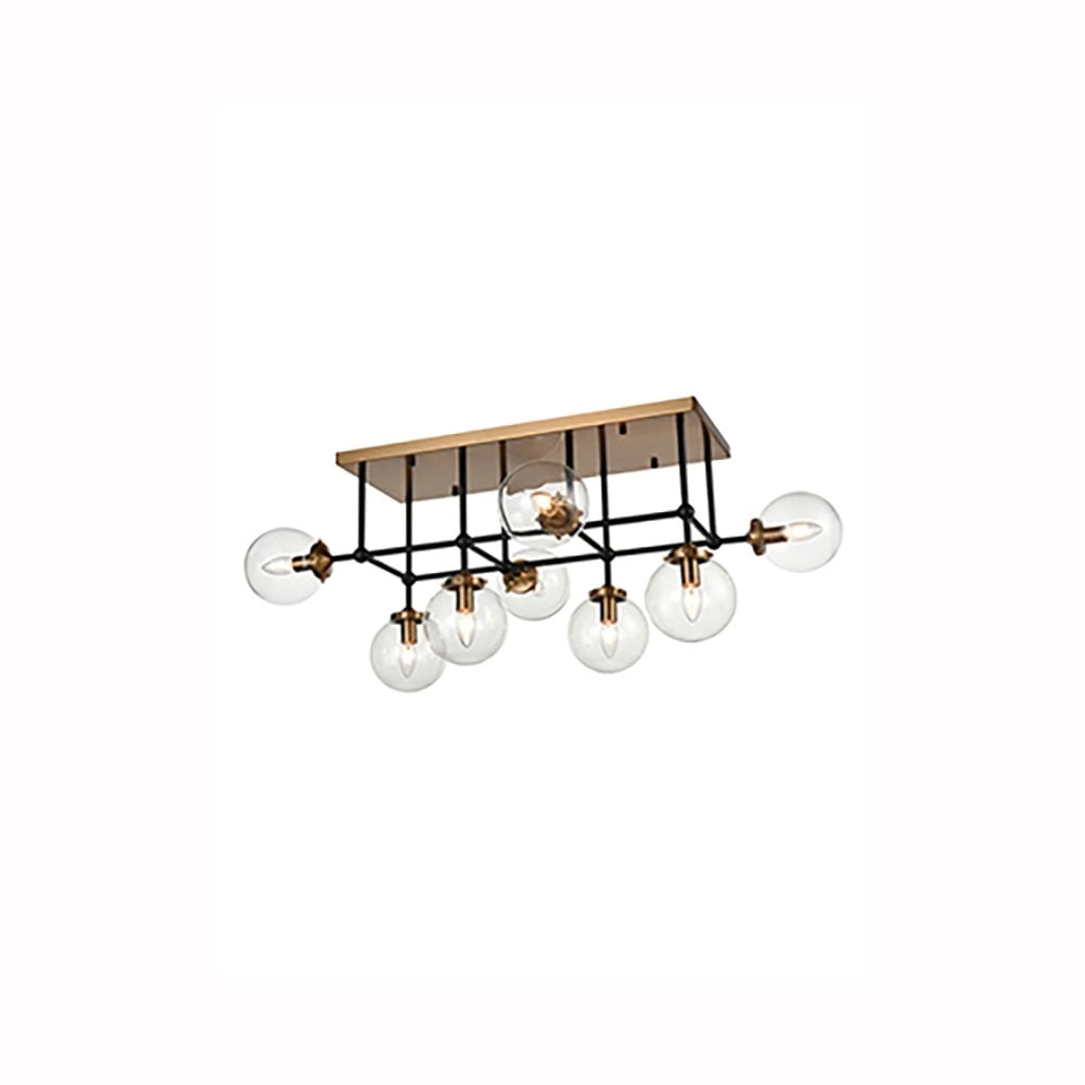 Franklite Diffraction 8 Light Flush Fitting - Matt Black & Antique Gold