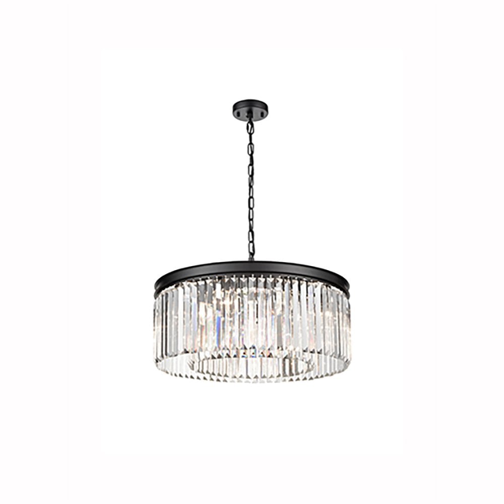 Franklite Perdita 8 Light Pendant - Matt Black & Crystal