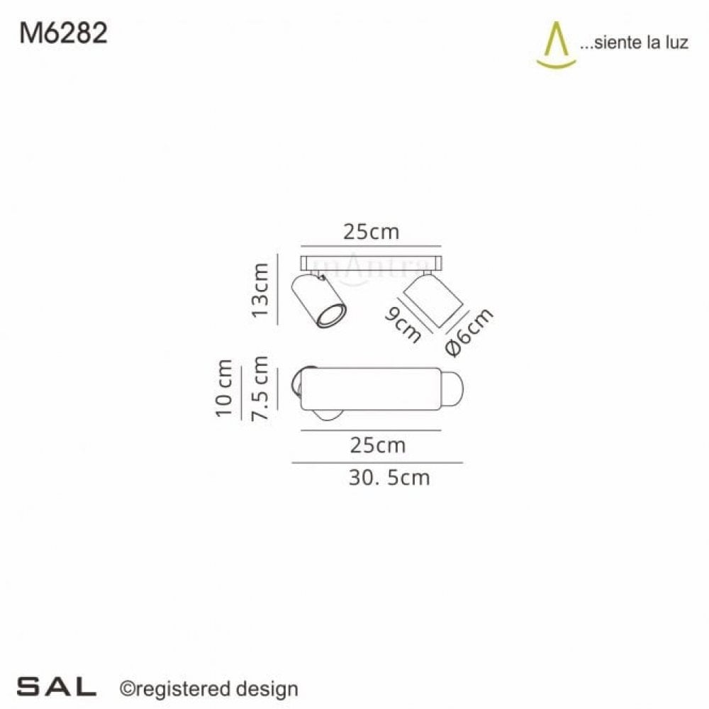 Mantra Sal Linear 2 Light Spotlight - Matt White
