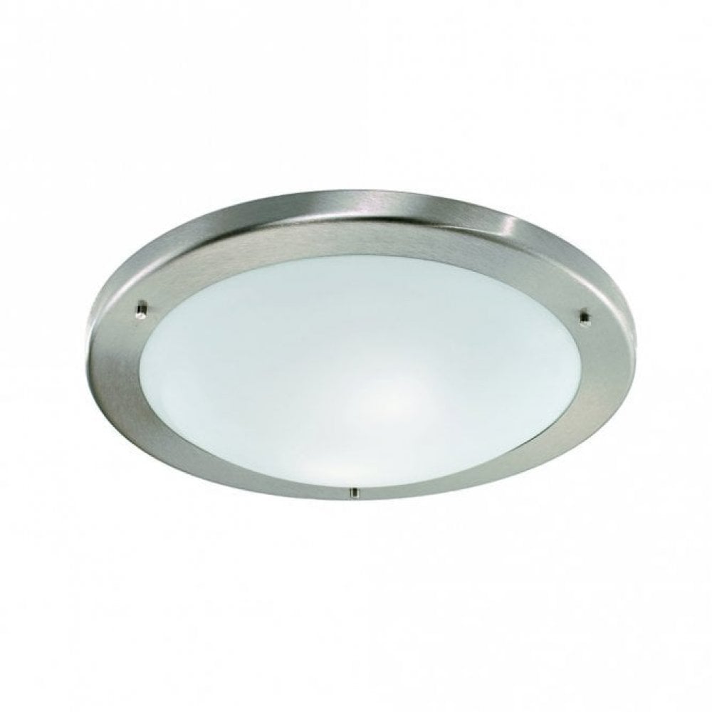 Franklite Nora 410mm Circular Flush IP44 - Satin Nickel