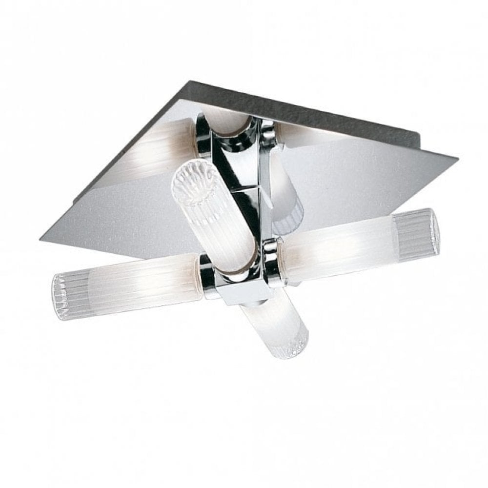Franklite Sintra Square 4 light Flush - Chrome & Frosted Glass