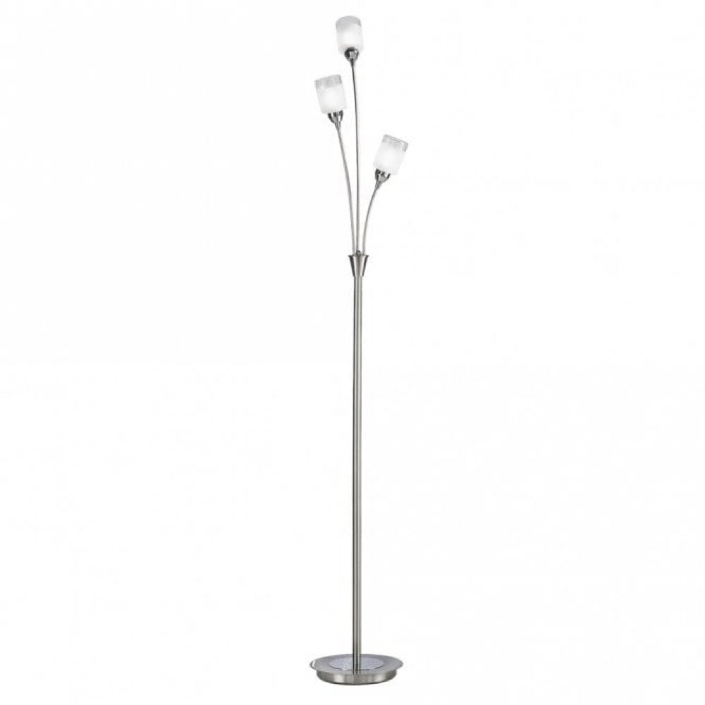 Franklite Campani 3 Light Standard Floor Lamp - Satin Nickel & Clear Acid Glass