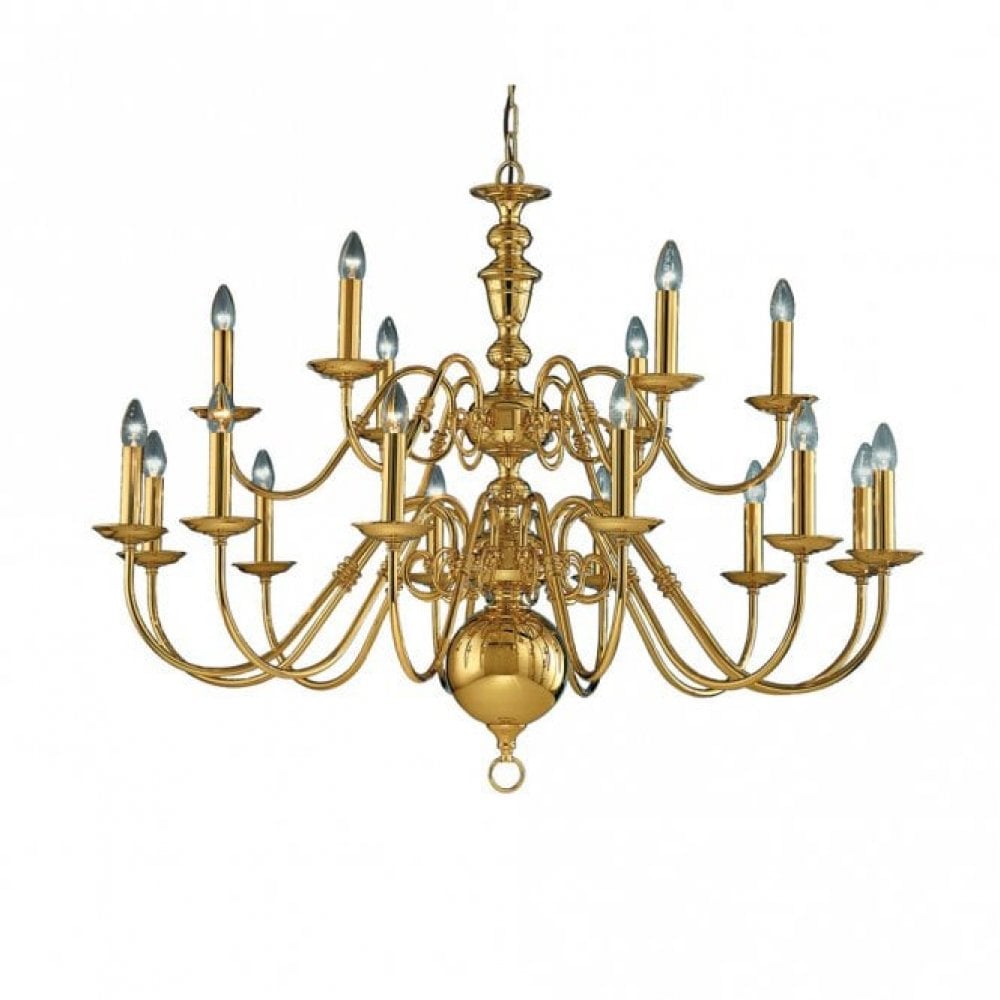 Franklite Delft 18 Light Chandelier - Polished Brass