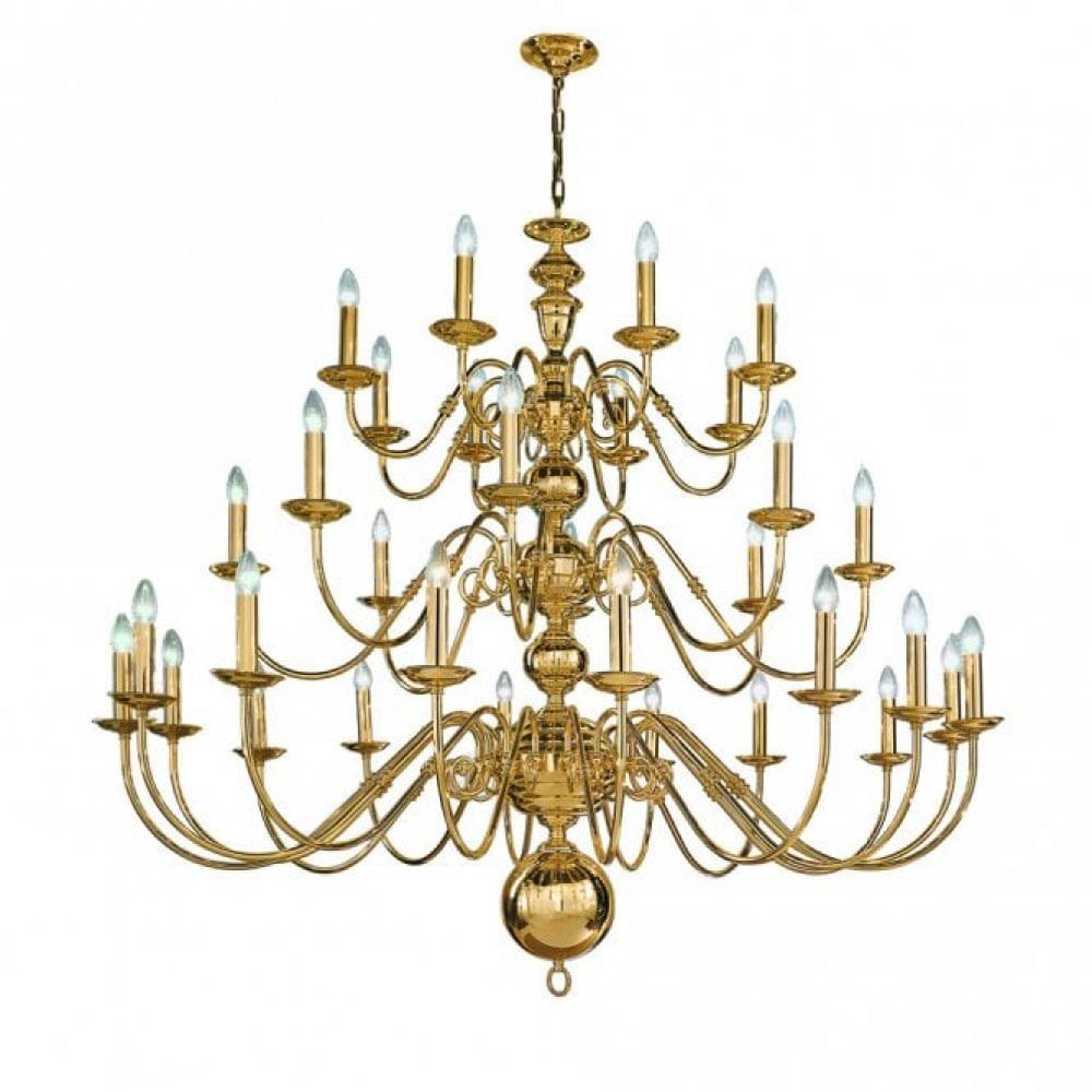 Franklite Delft 32 Light Chandelier - Polished Brass