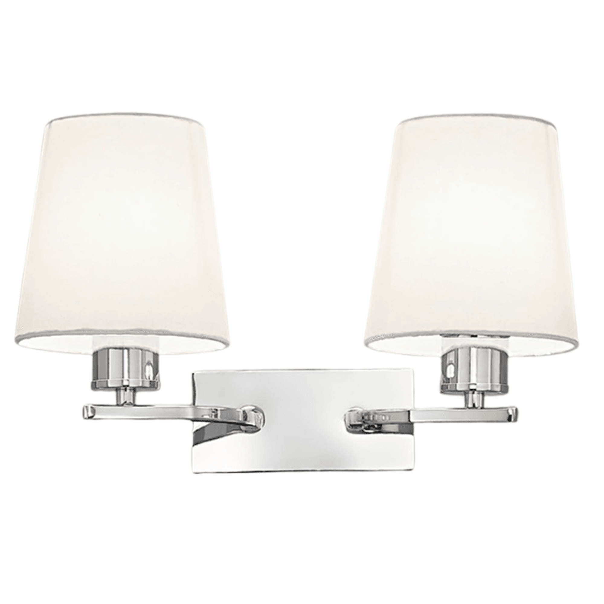 Franklite Hexx 2 Light Wall Bracket - Chrome & Cream Shade