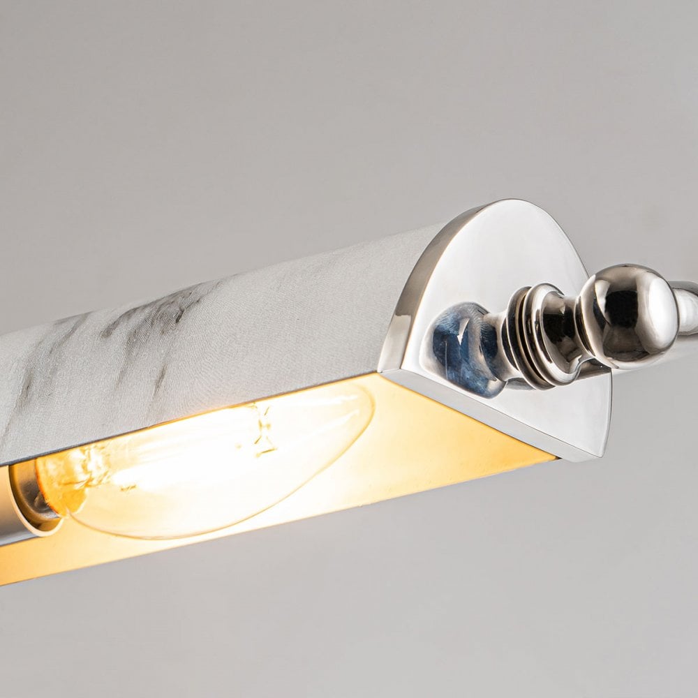 Elstead Winchfield 4 Light Large Picture Light - Polished Nickel & White Marble Effect