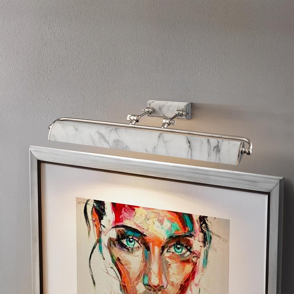 Elstead Winchfield 4 Light Large Picture Light - Polished Nickel & White Marble Effect