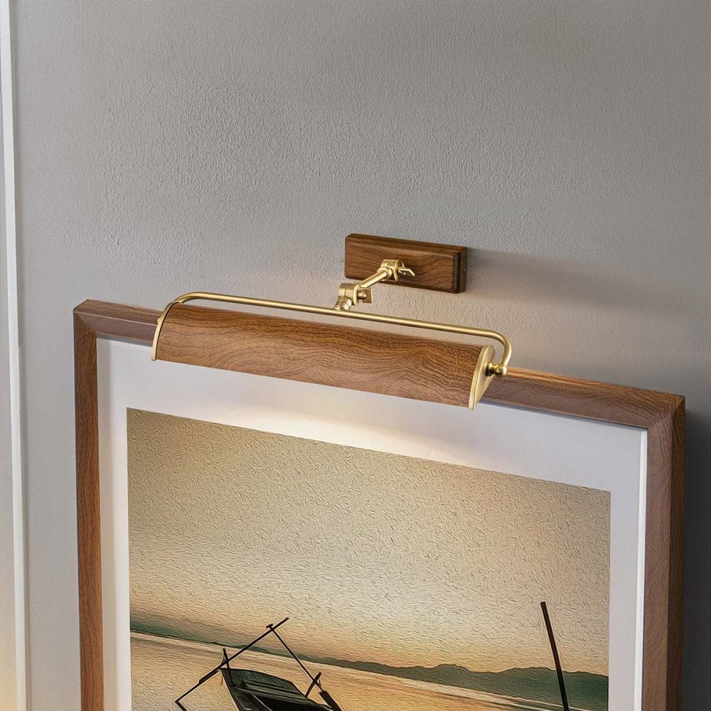 Elstead Winchfield 2 Light Medium Picture Light - Aged Brass & Oak