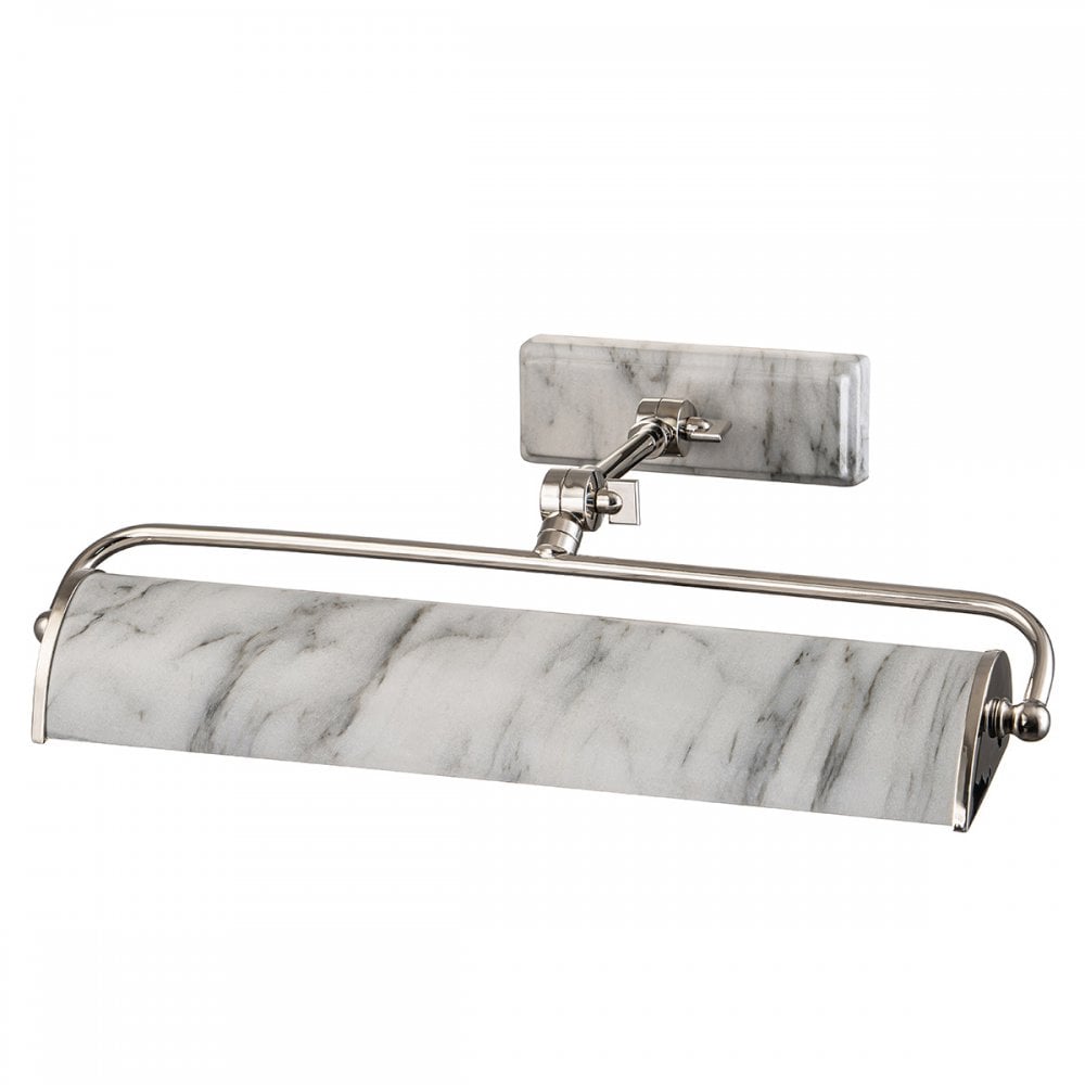 Elstead Winchfield 2 Light Medium Picture Light - Polished Nickel & White Marble Effect
