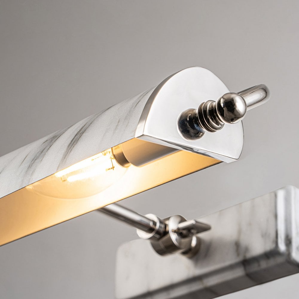 Elstead Winchfield 2 Light Medium Picture Light - Polished Nickel & White Marble Effect