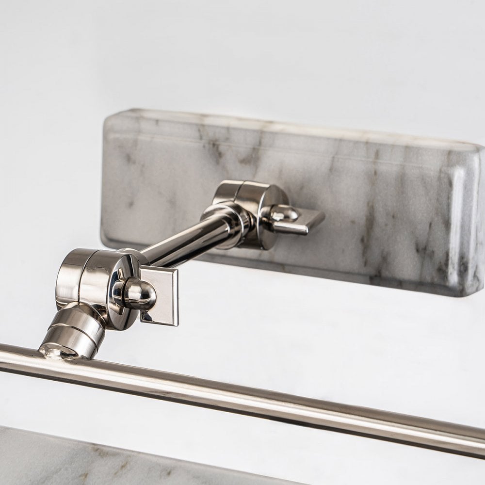 Elstead Winchfield 2 Light Medium Picture Light - Polished Nickel & White Marble Effect