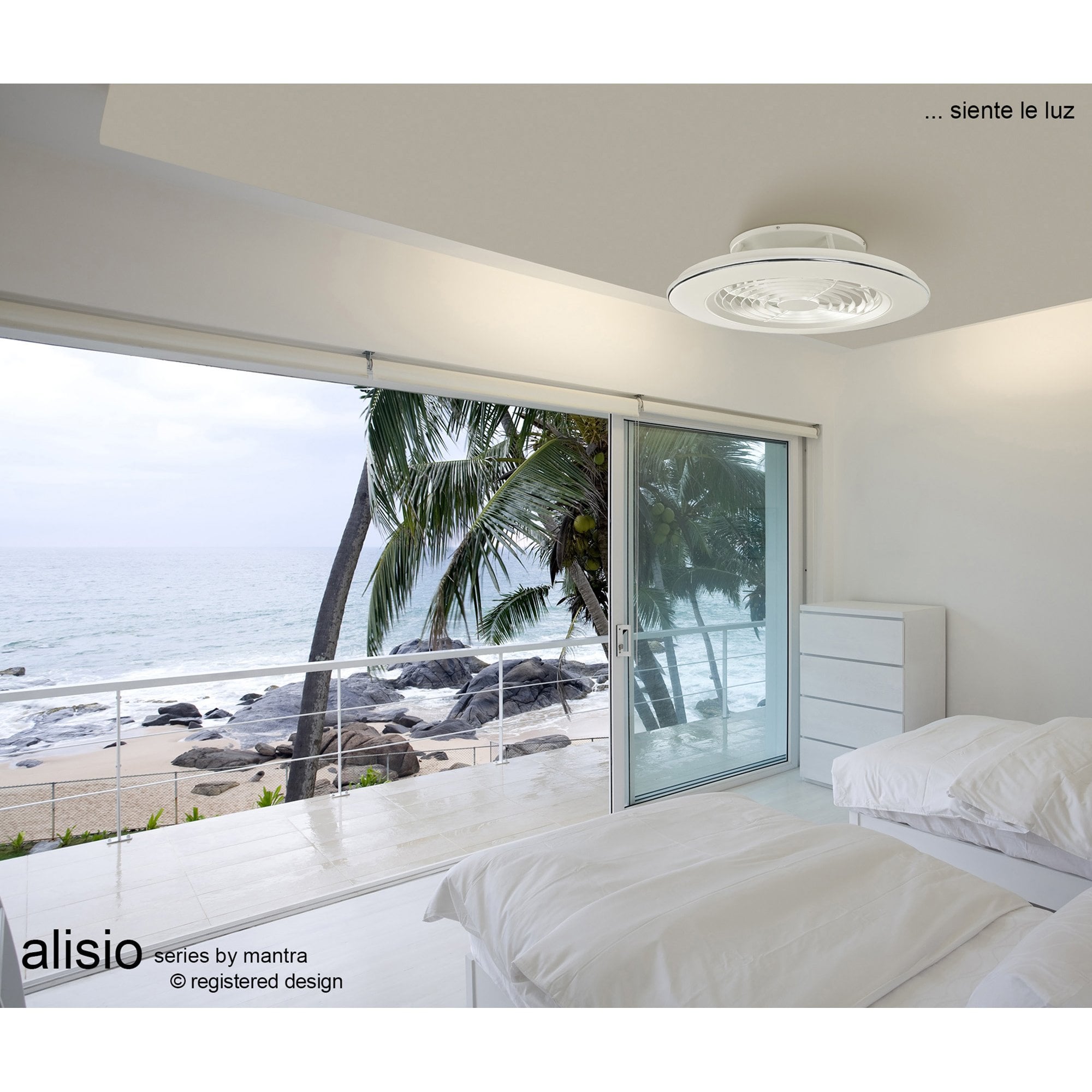 Mantra Alisio 70W LED Dimmable Ceiling Light & Fan, Remote, APP Controlled, White