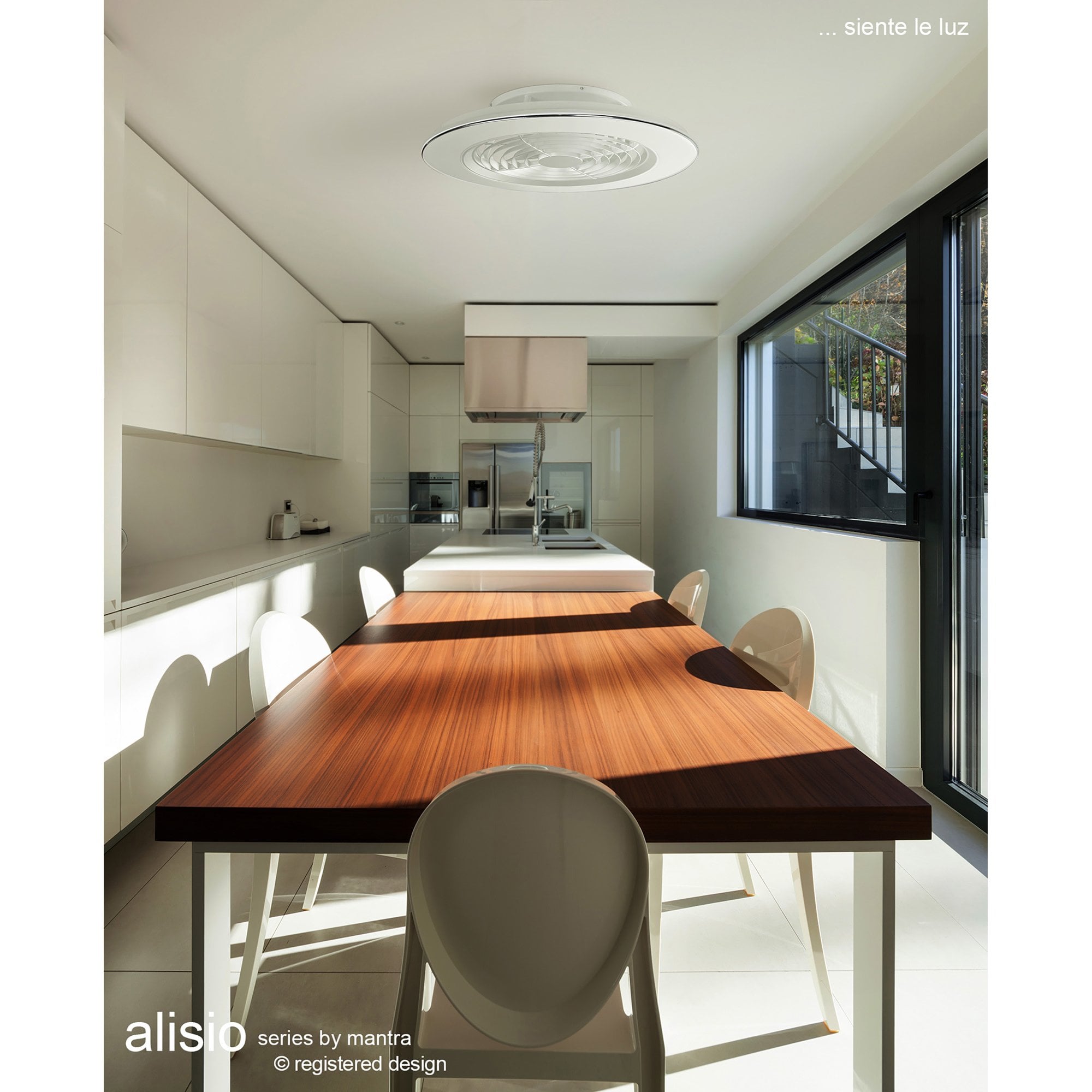 Mantra Alisio 70W LED Dimmable Ceiling Light & Fan, Remote, APP Controlled, White