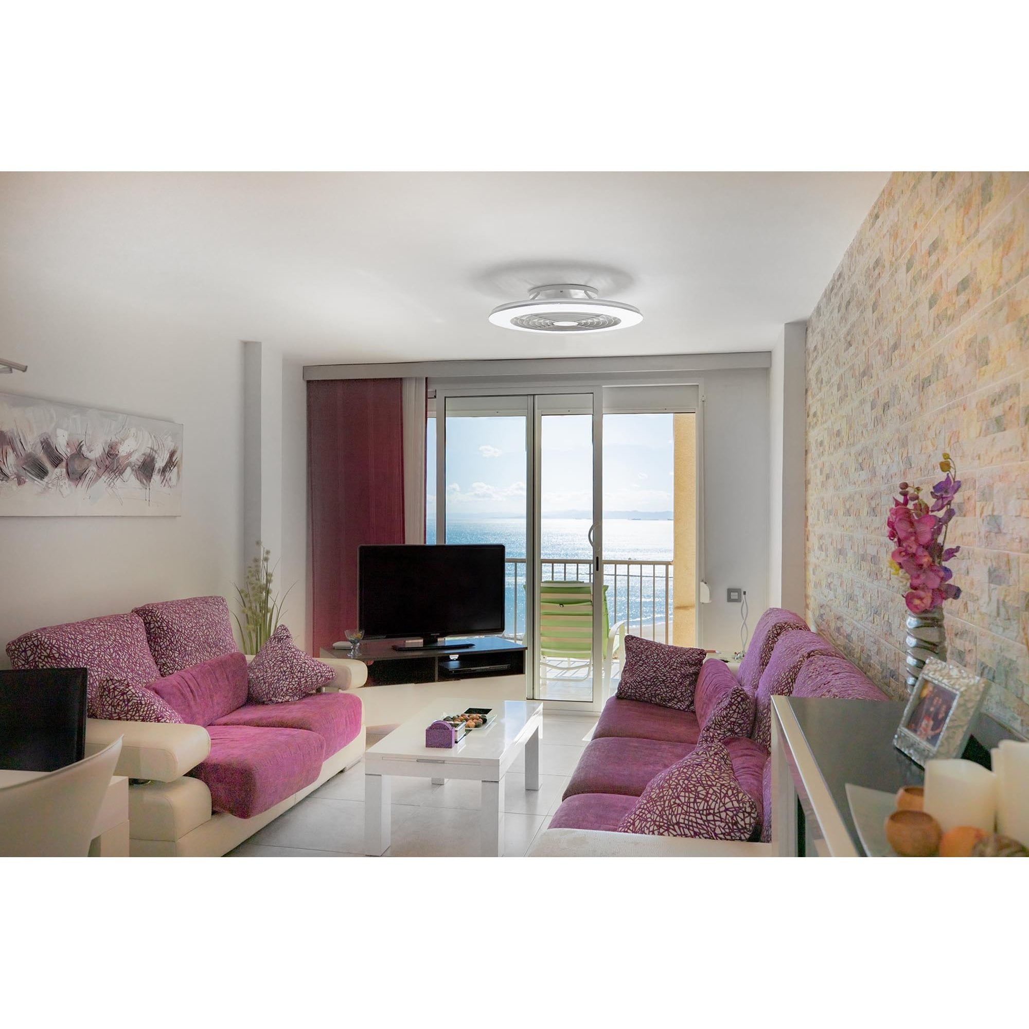 Mantra Alisio 70W LED Dimmable Ceiling Light & Fan, Remote, APP Controlled, White