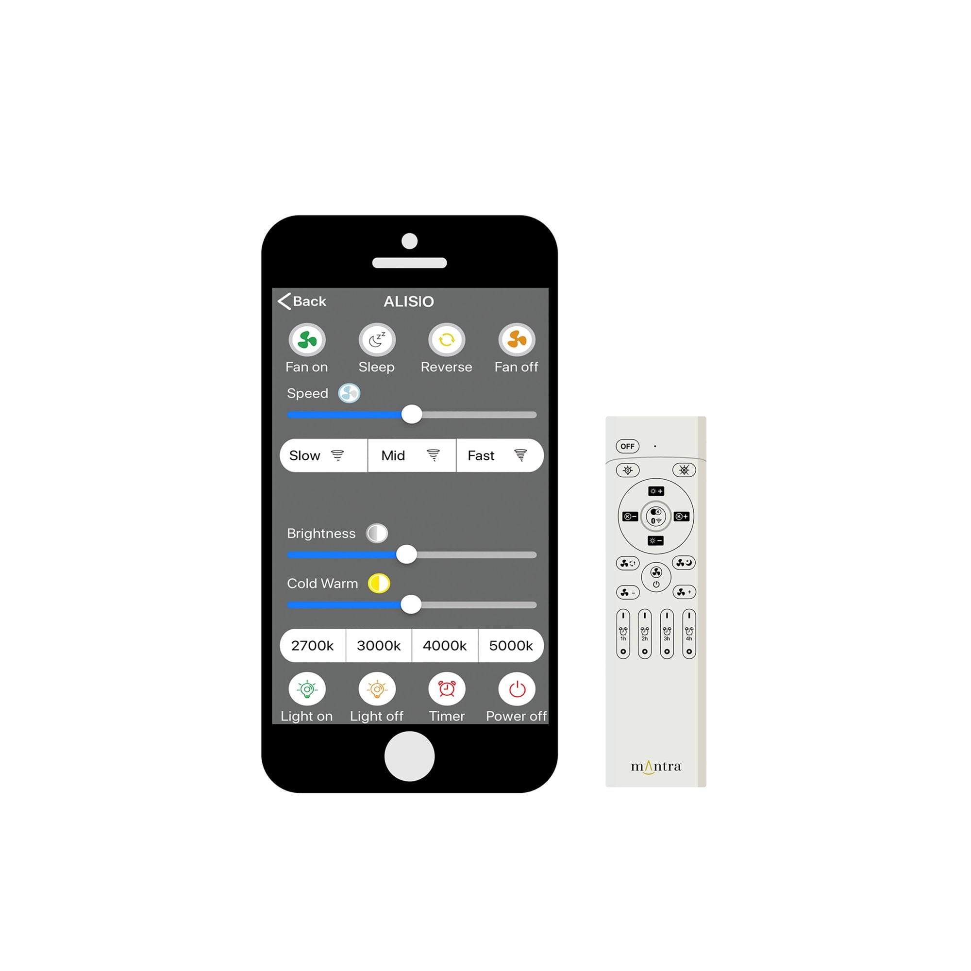 Mantra Alisio 70W LED Dimmable Ceiling Light & Fan, Remote, APP Controlled, Polished Chrome