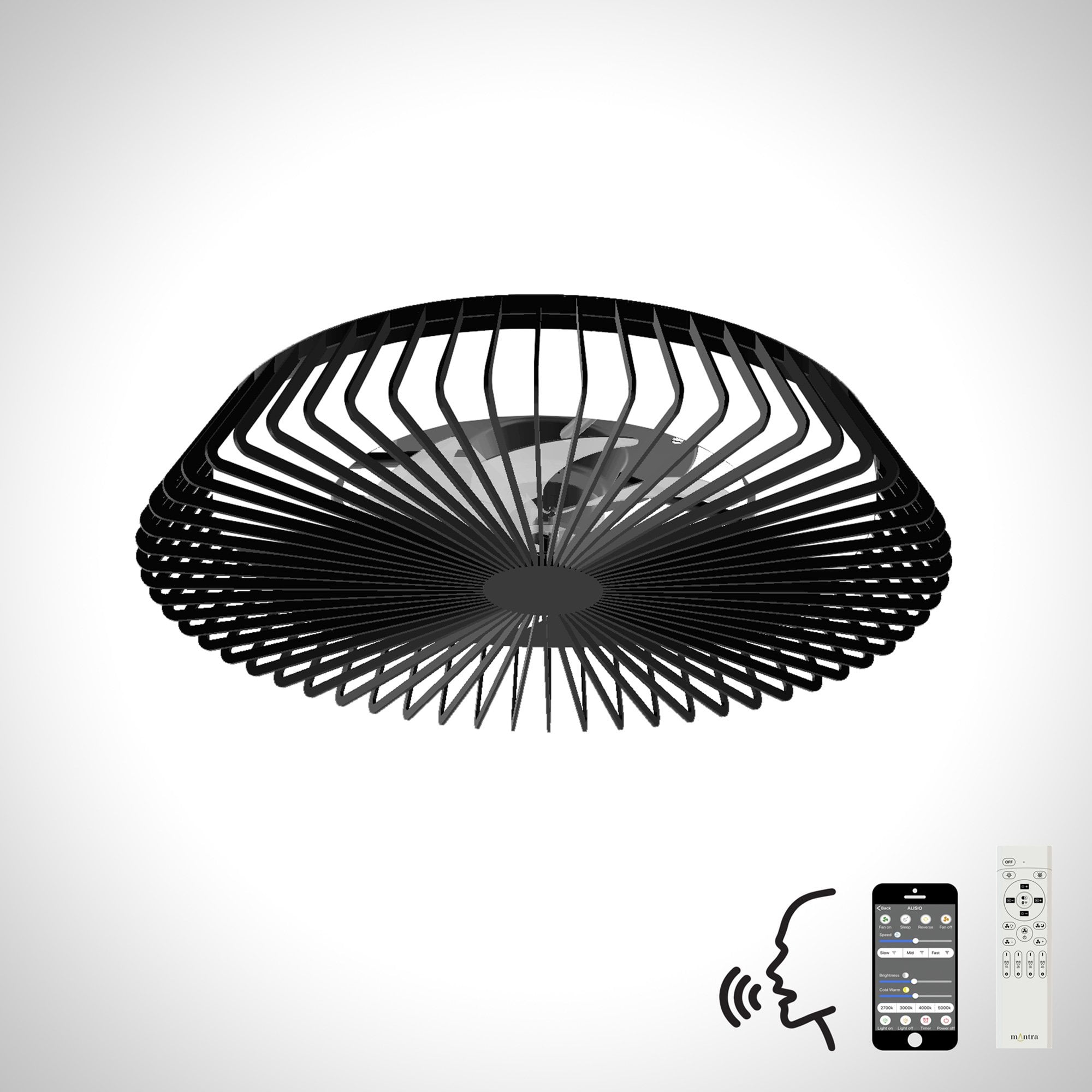 Mantra Himalaya 70W LED Dimmable Ceiling Light & Fan, Remote, APP , Voice Controlled, Black