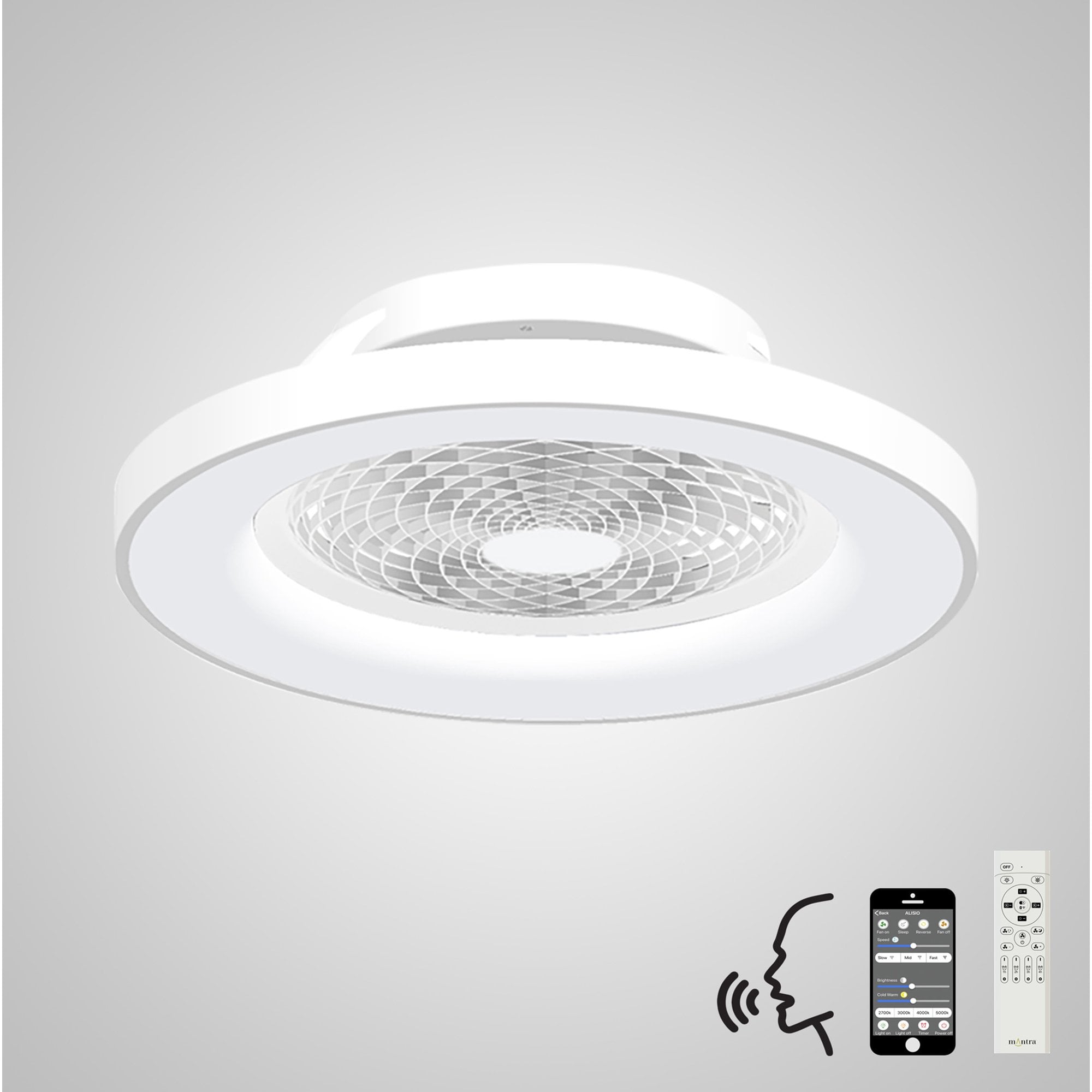Mantra Tibet 70W LED Dimmable Ceiling Light & Fan, Remote, APP , Voice Controlled, White