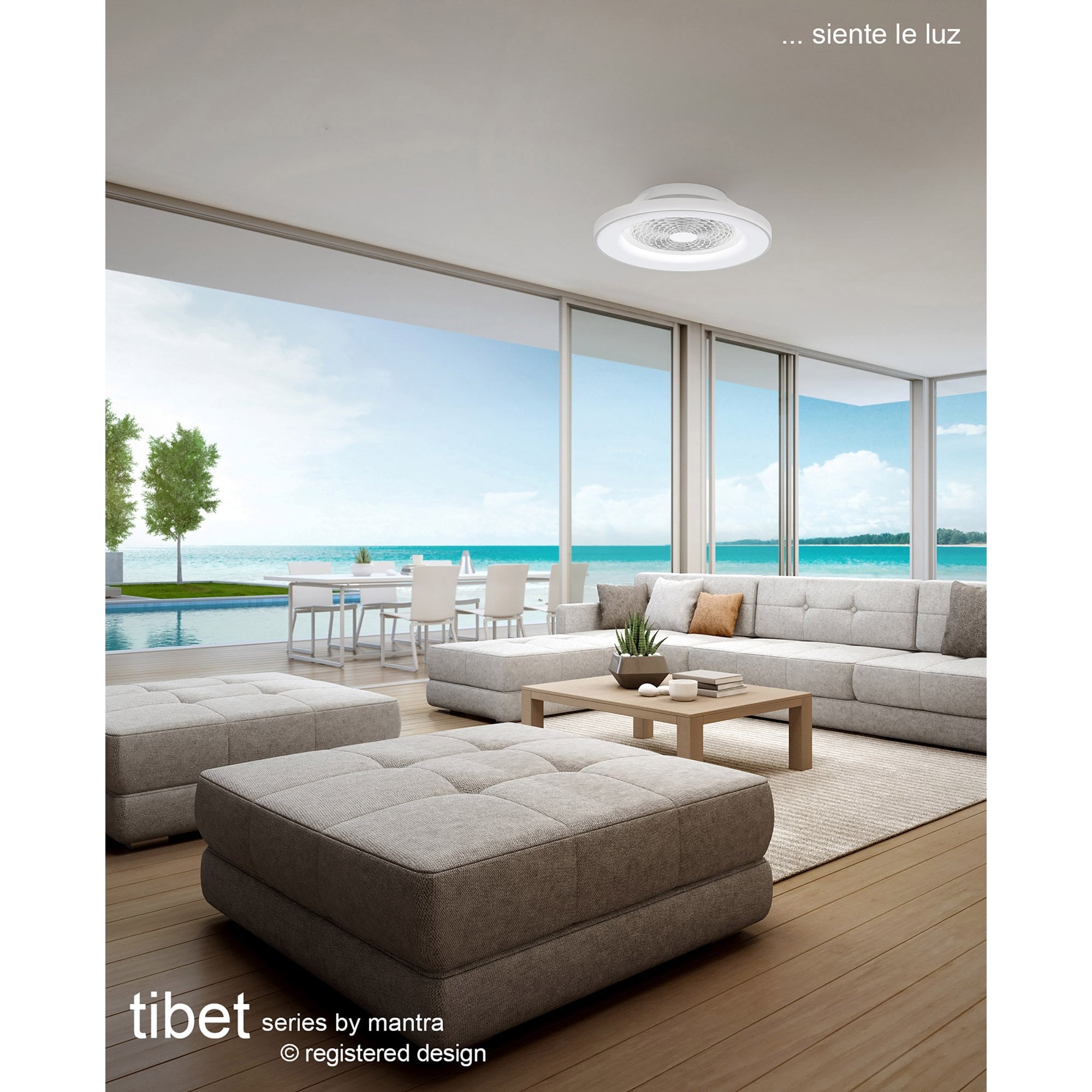 Mantra Tibet 70W LED Dimmable Ceiling Light & Fan, Remote, APP , Voice Controlled, Silver