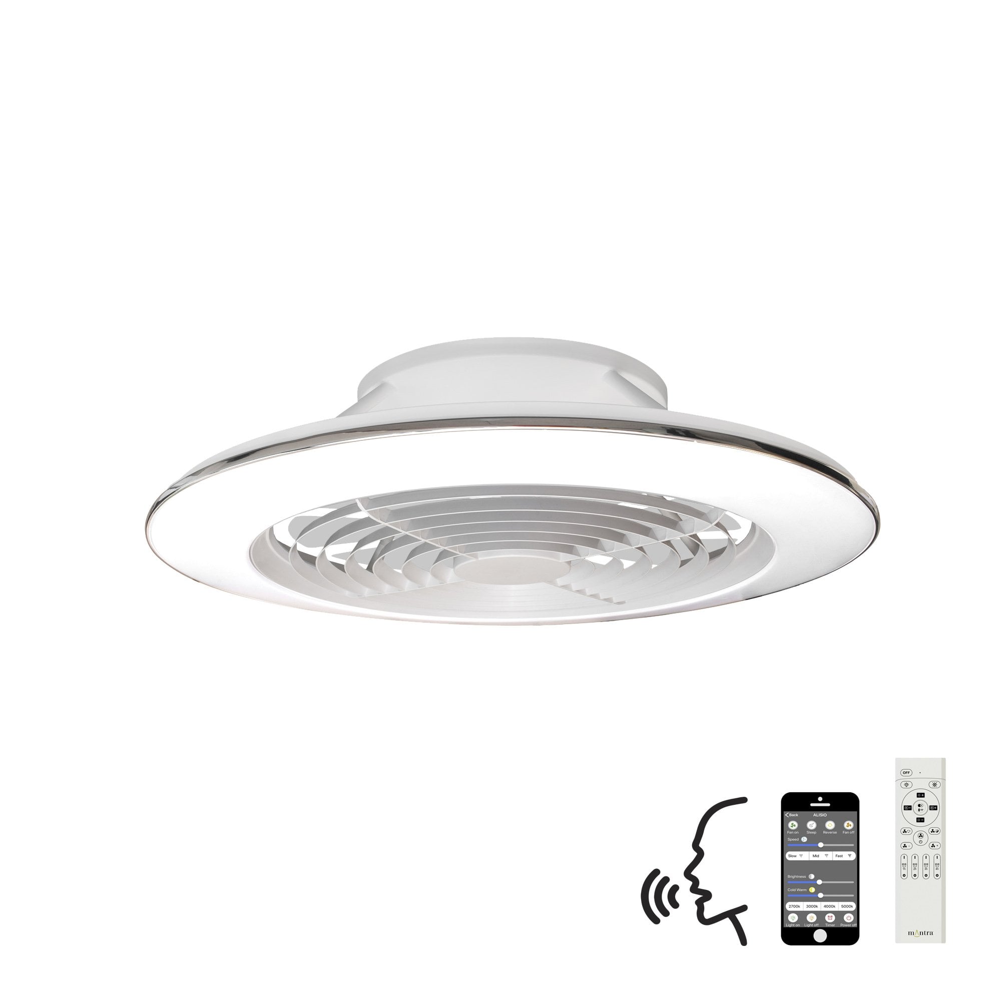 Mantra Alisio XL 95W LED Dimmable Ceiling Light & Fan, Remote, APP , Voice Controlled, White