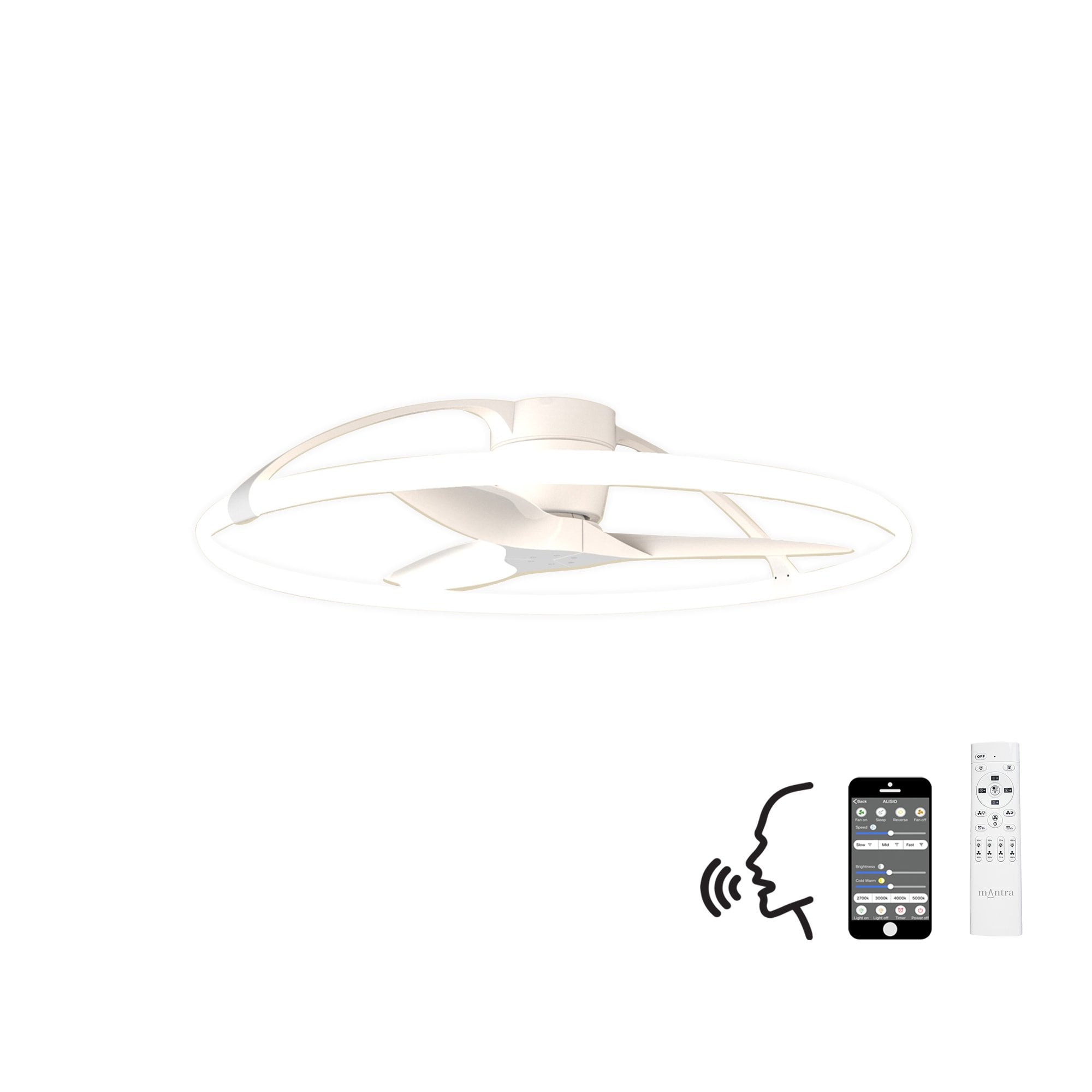 Mantra Nepal 75W LED Dimmable Ceiling Light & Fan, Remote, APP, Voice Controlled - White