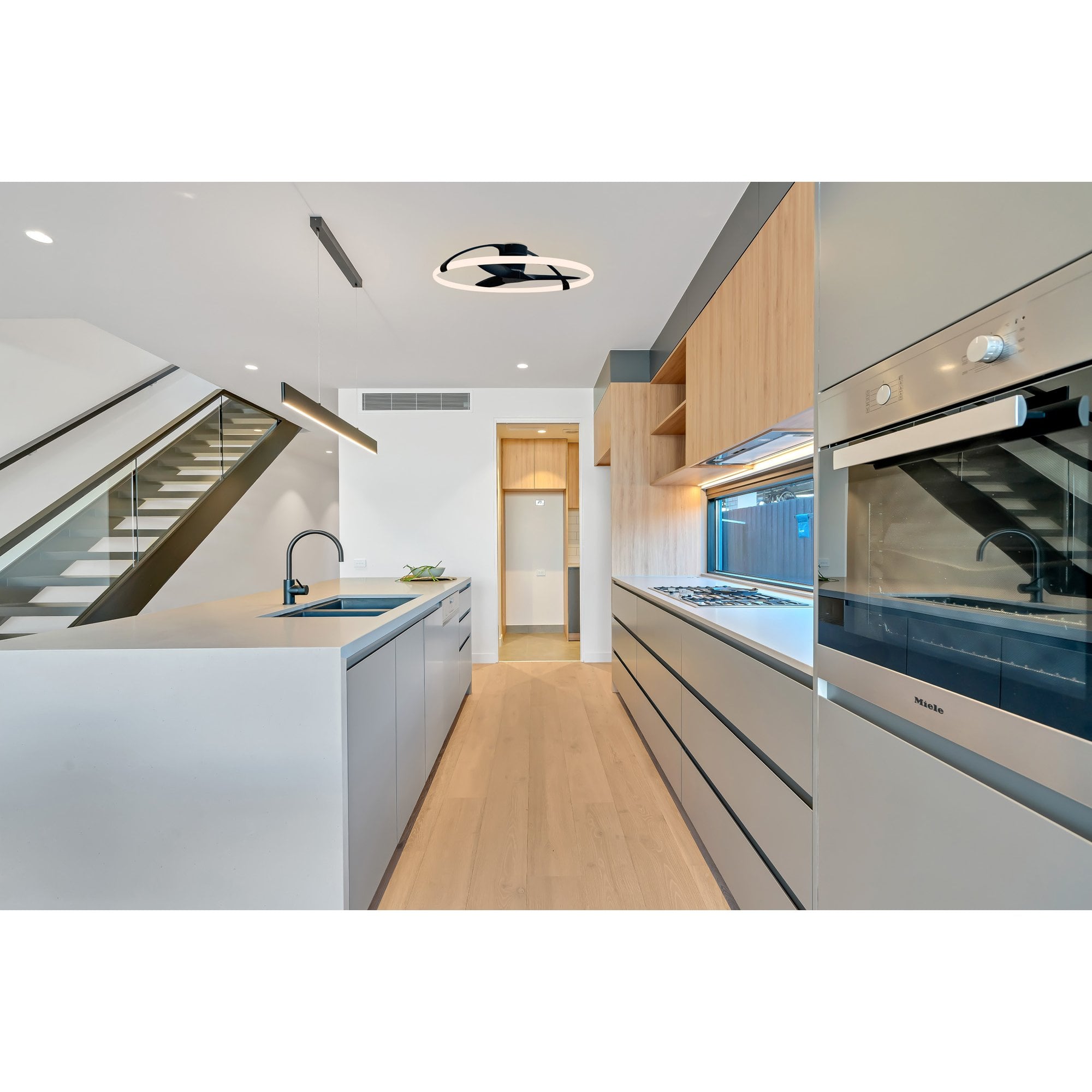 Mantra Nepal 75W LED Dimmable Ceiling Light & Fan, Remote, APP, Voice Controlled - White & Wood Effect