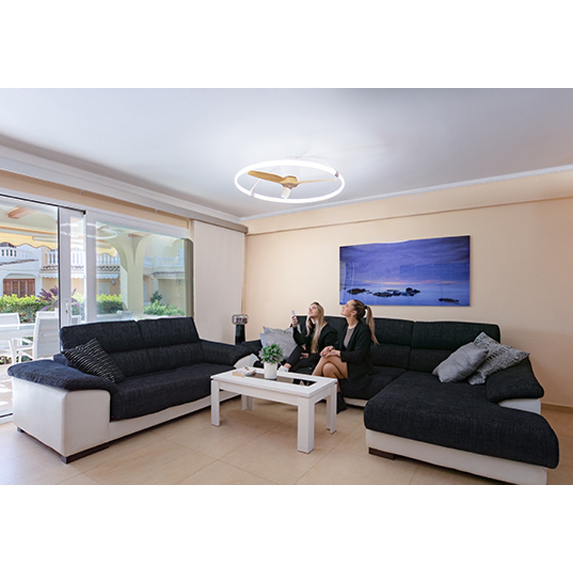 Mantra Nepal 75W LED Dimmable Ceiling Light & Fan, Remote, APP , Voice Controlled, Silver