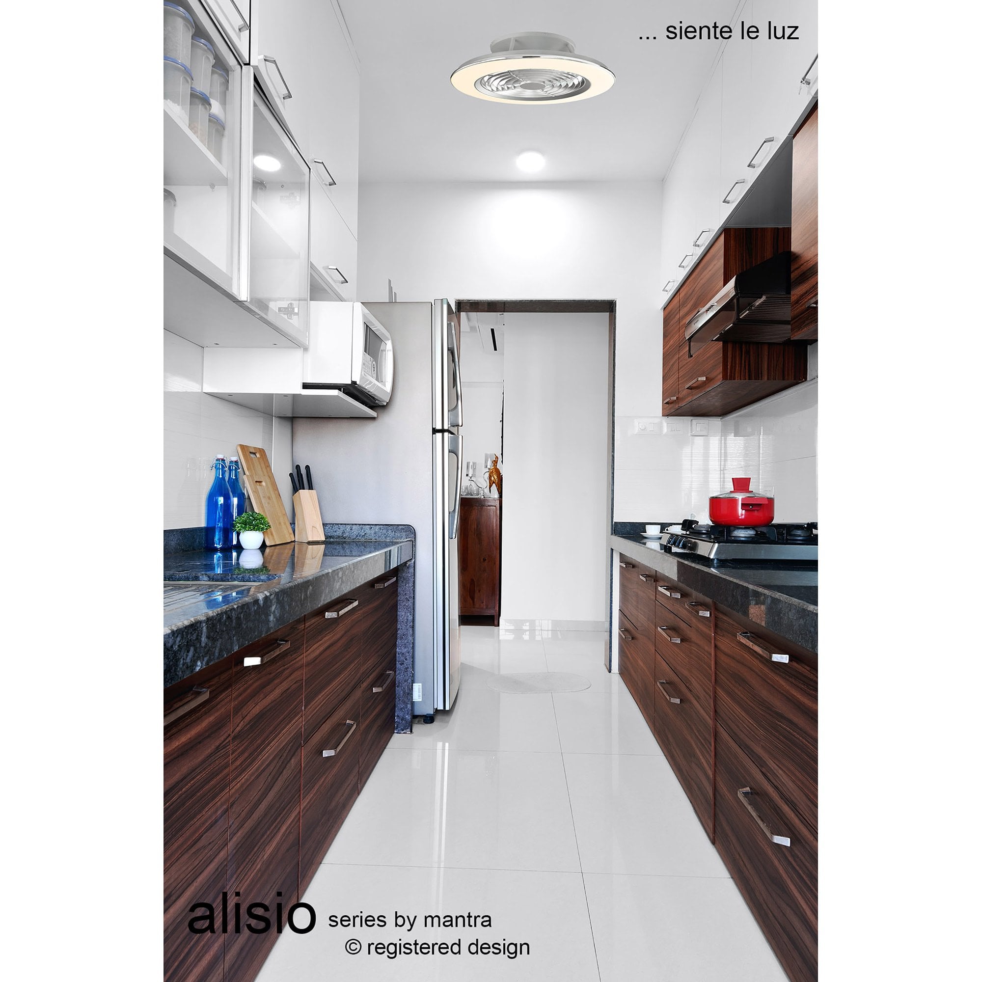 Mantra Alisio 70W LED Dimmable Ceiling Light & Fan, Remote, APP Controlled, Black