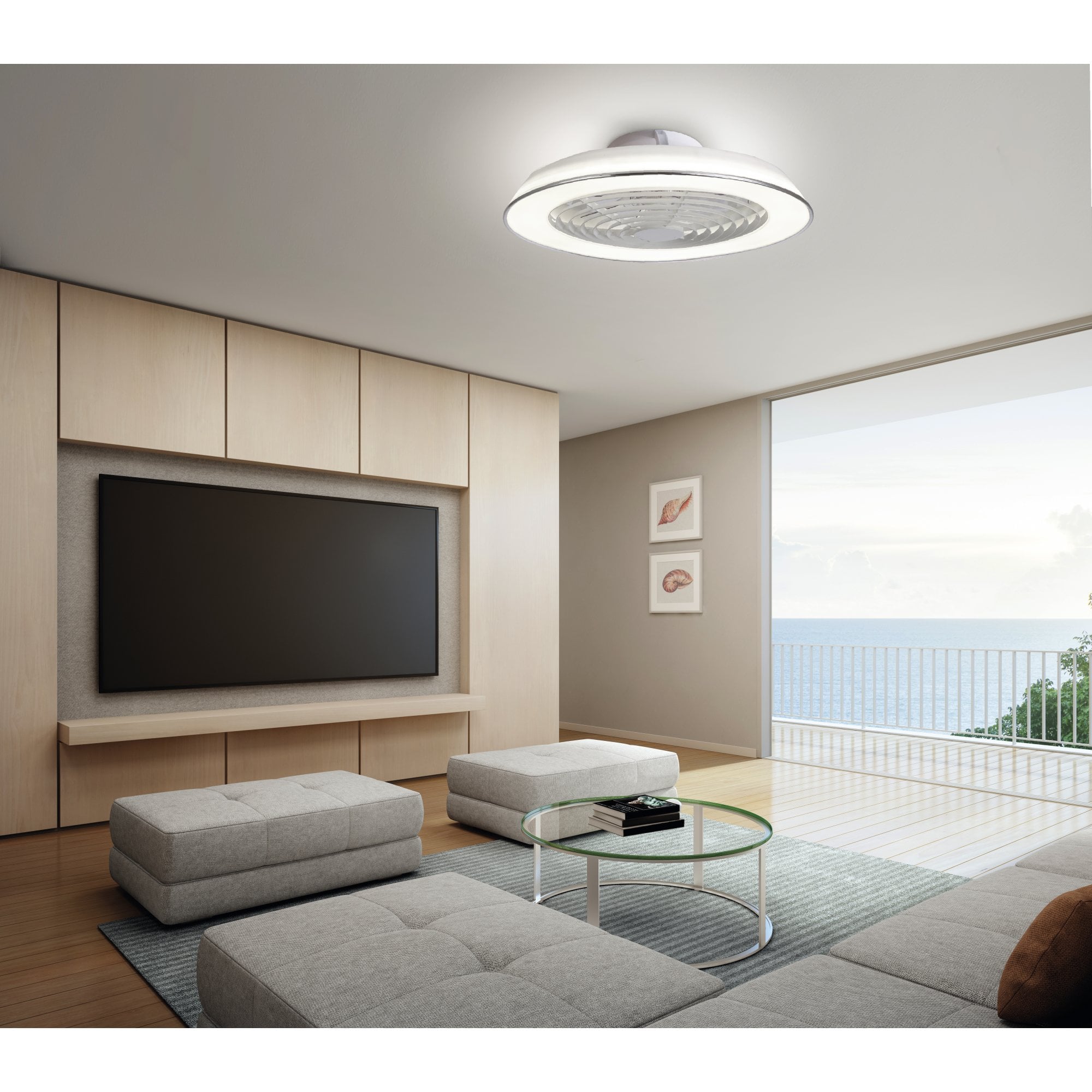 Mantra Samoa 70W LED Dimmable Ceiling Light & Fan, Remote Controlled, White