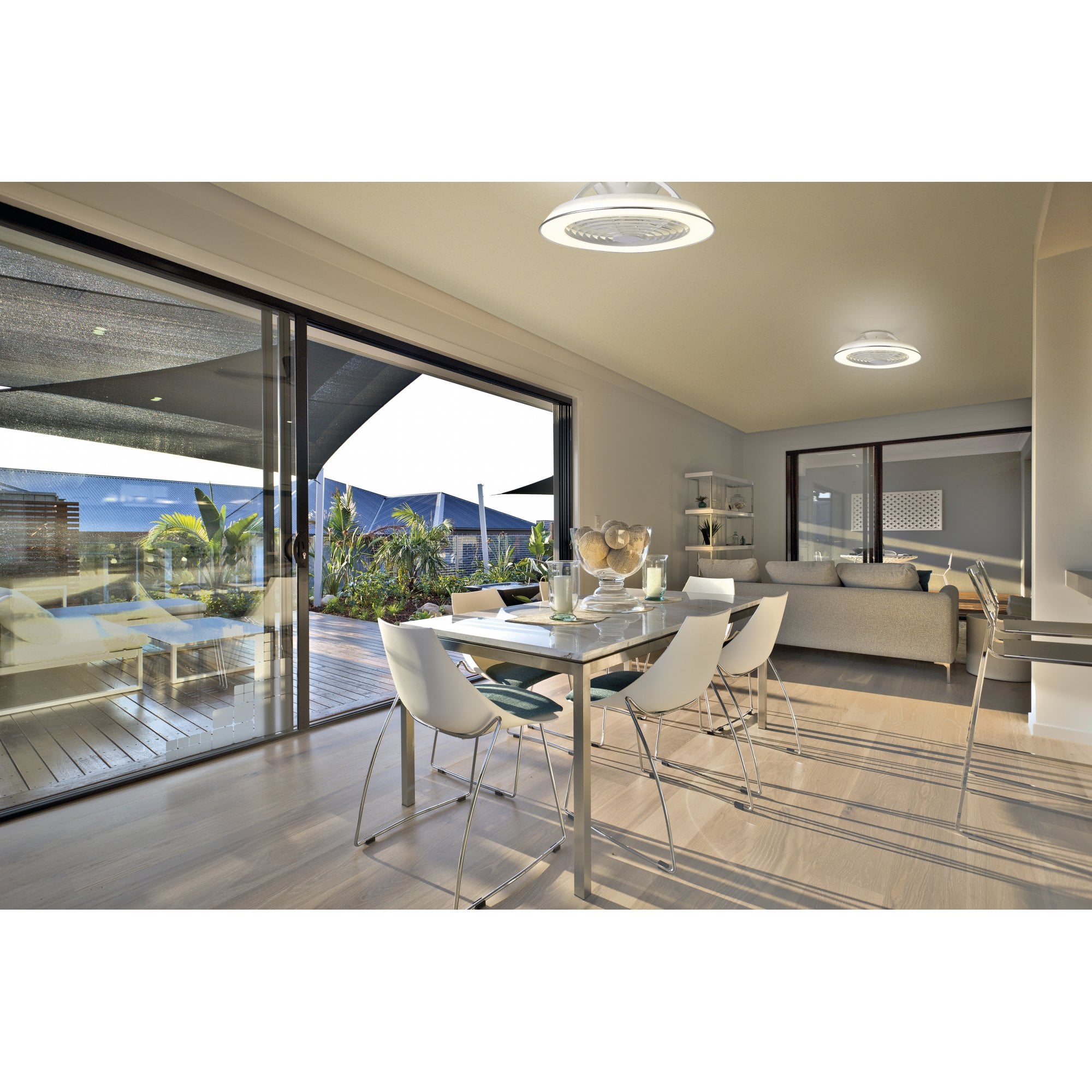 Mantra Samoa 70W LED Dimmable Ceiling Light & Fan, Remote Controlled, White