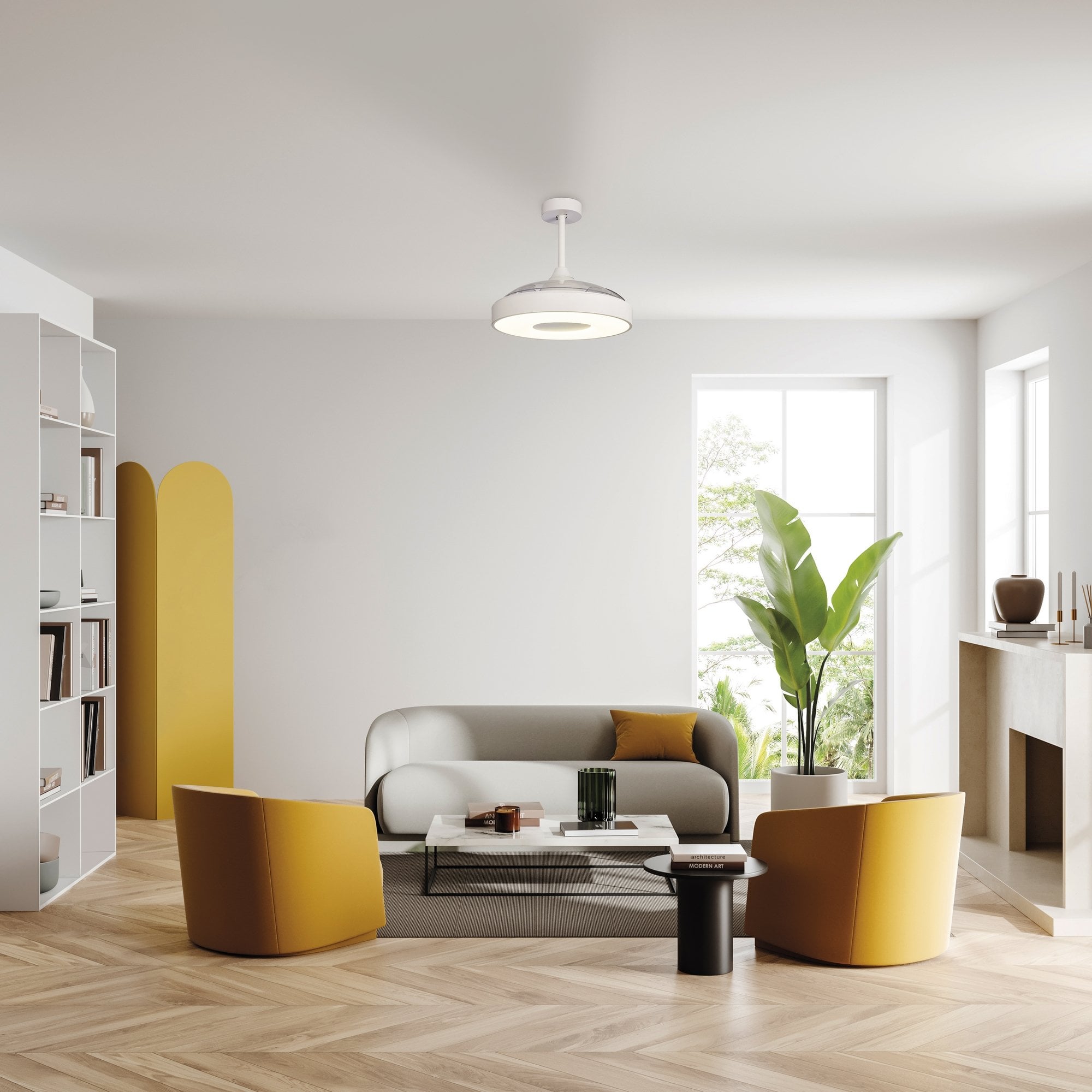 Mantra Coin Air 60W LED Dimmable Ceiling Light & Fan, Remote & APP Control, LED White