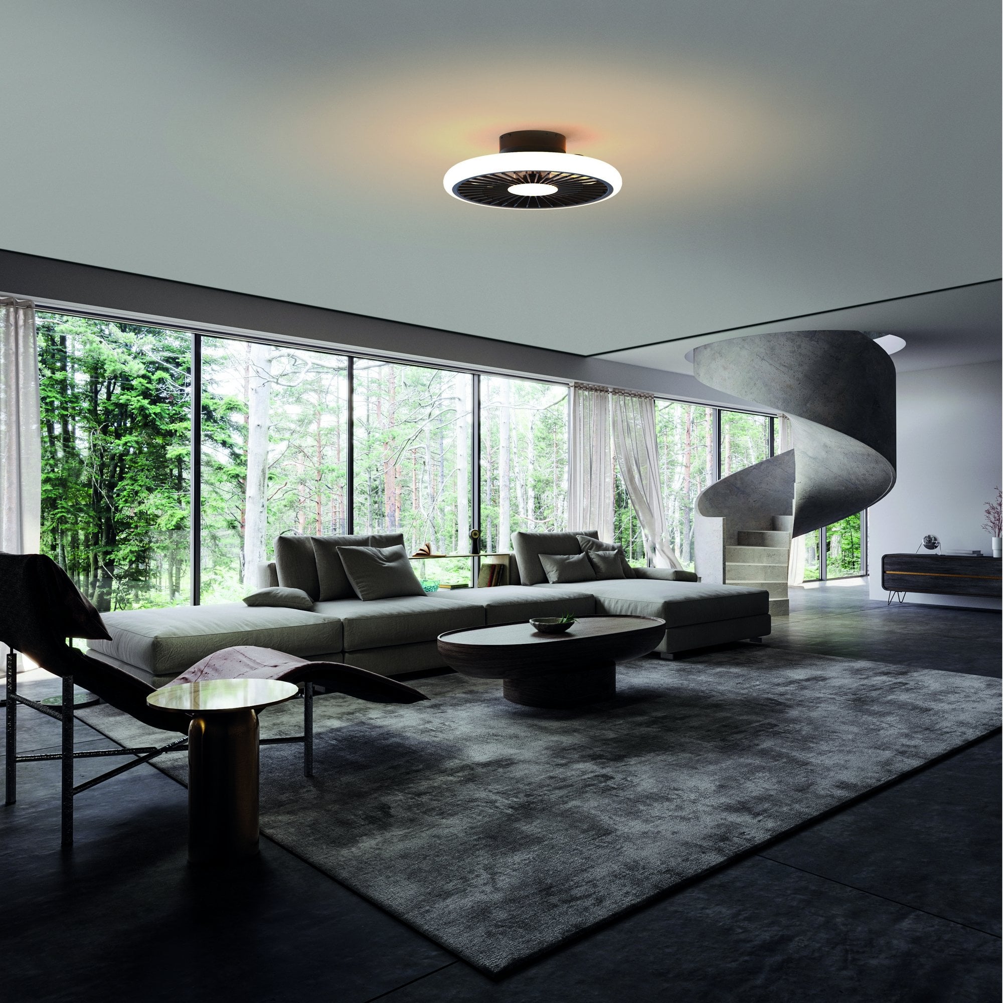 Mantra Turbo 55W LED Dimmable Ceiling Light & Fan, Remote Controlled, Black