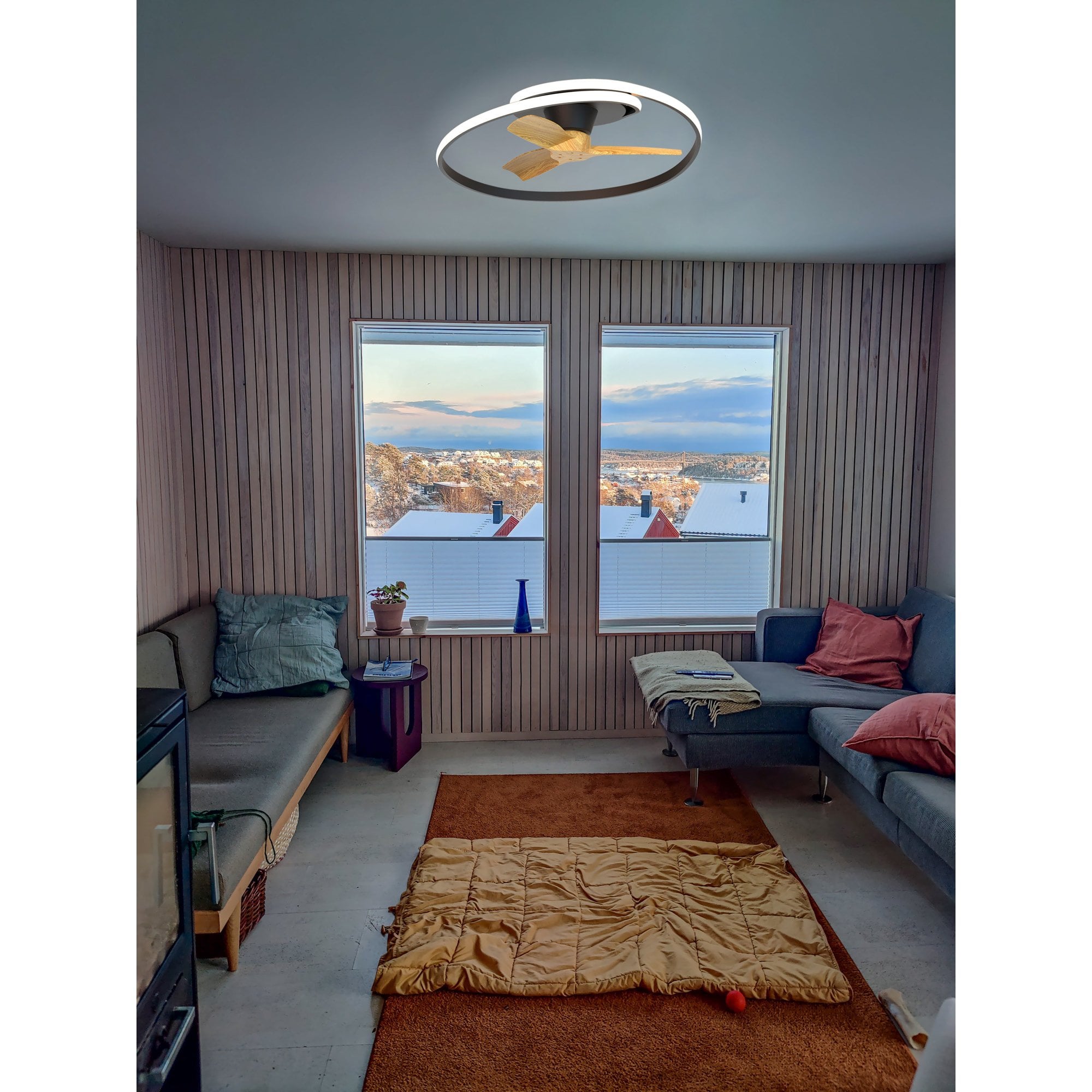 Mantra Ocean 60W LED Dimmable Ceiling Light & Fan, Remote Controlled, Black