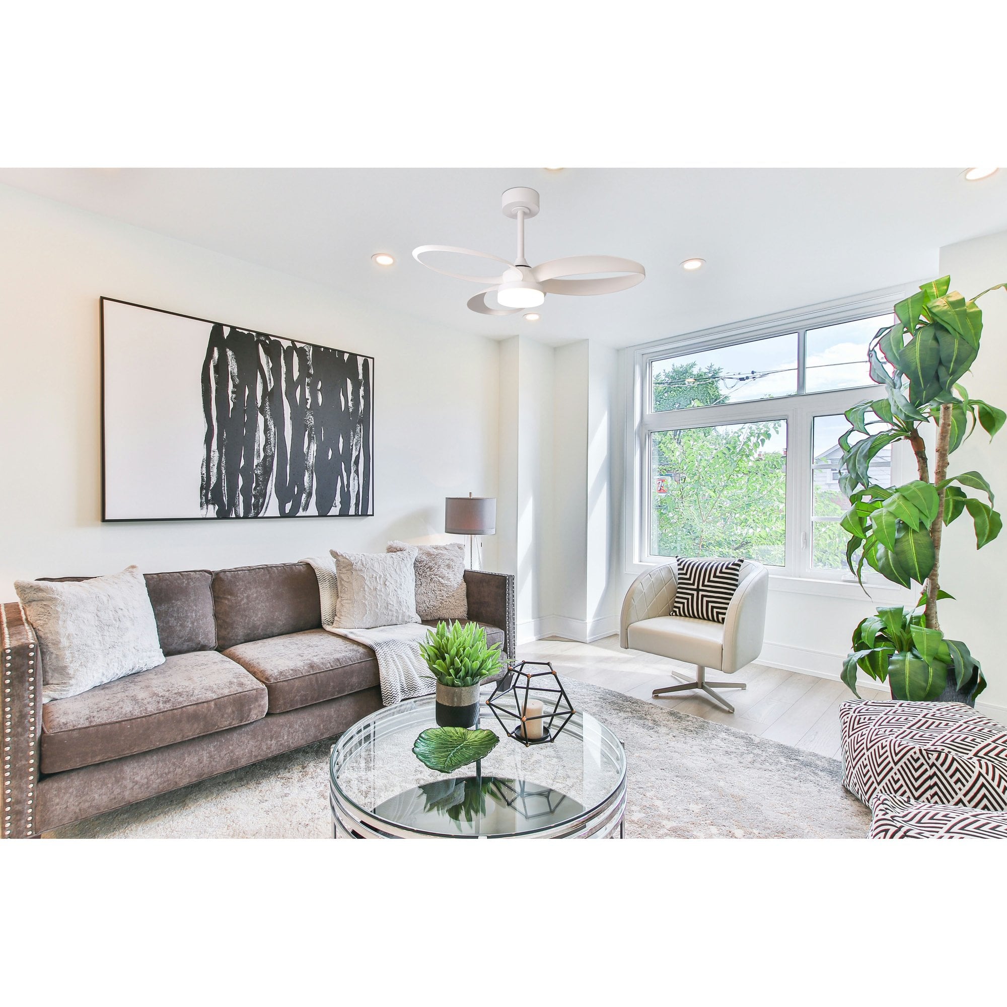 Mantra Infinity Fan 24W LED Dimmable Ceiling Light & Fan, Remote Controlled, - White