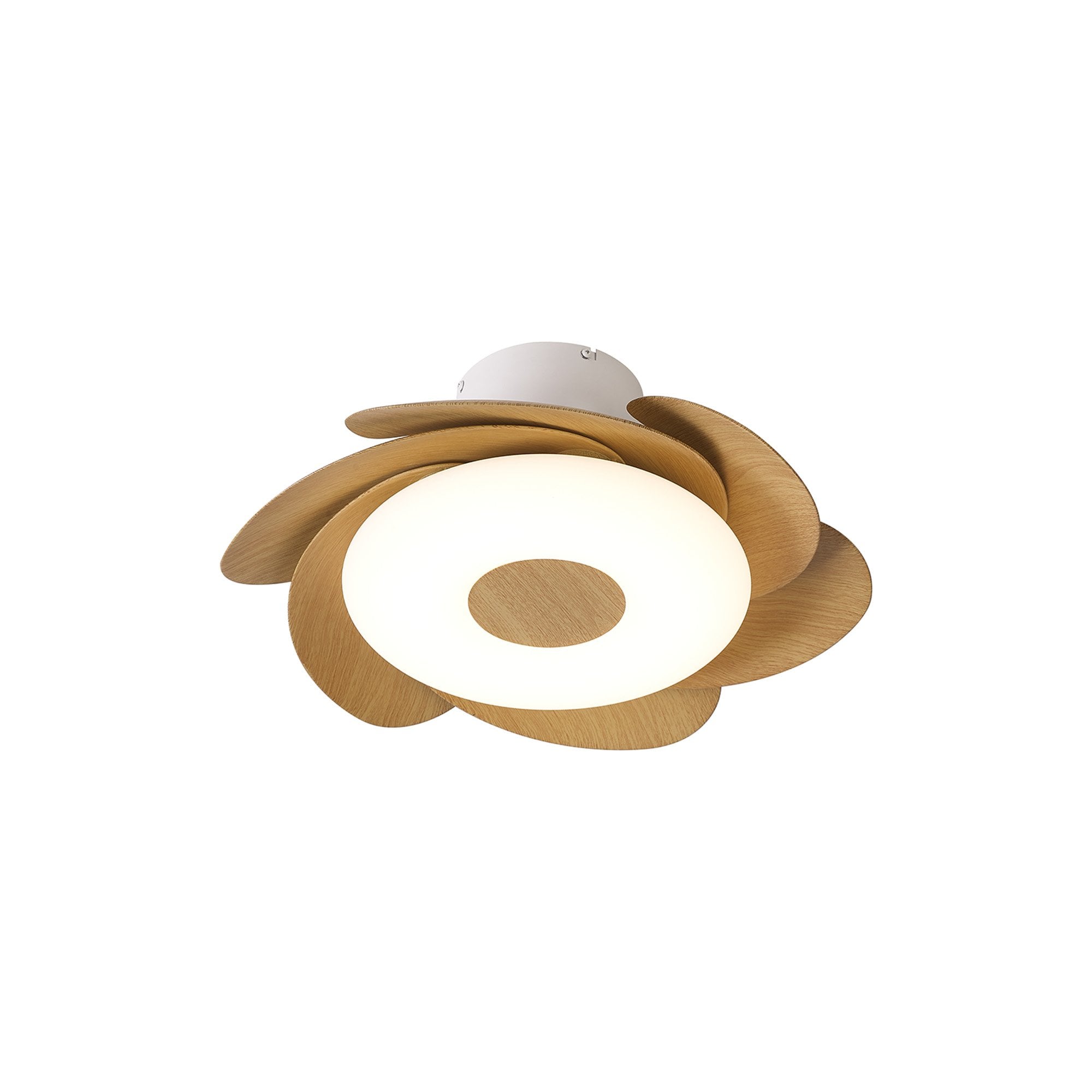 Mantra Flowers 24W LED Dimmable Ceiling Light & Fan, Remote Controlled, - White, Wood